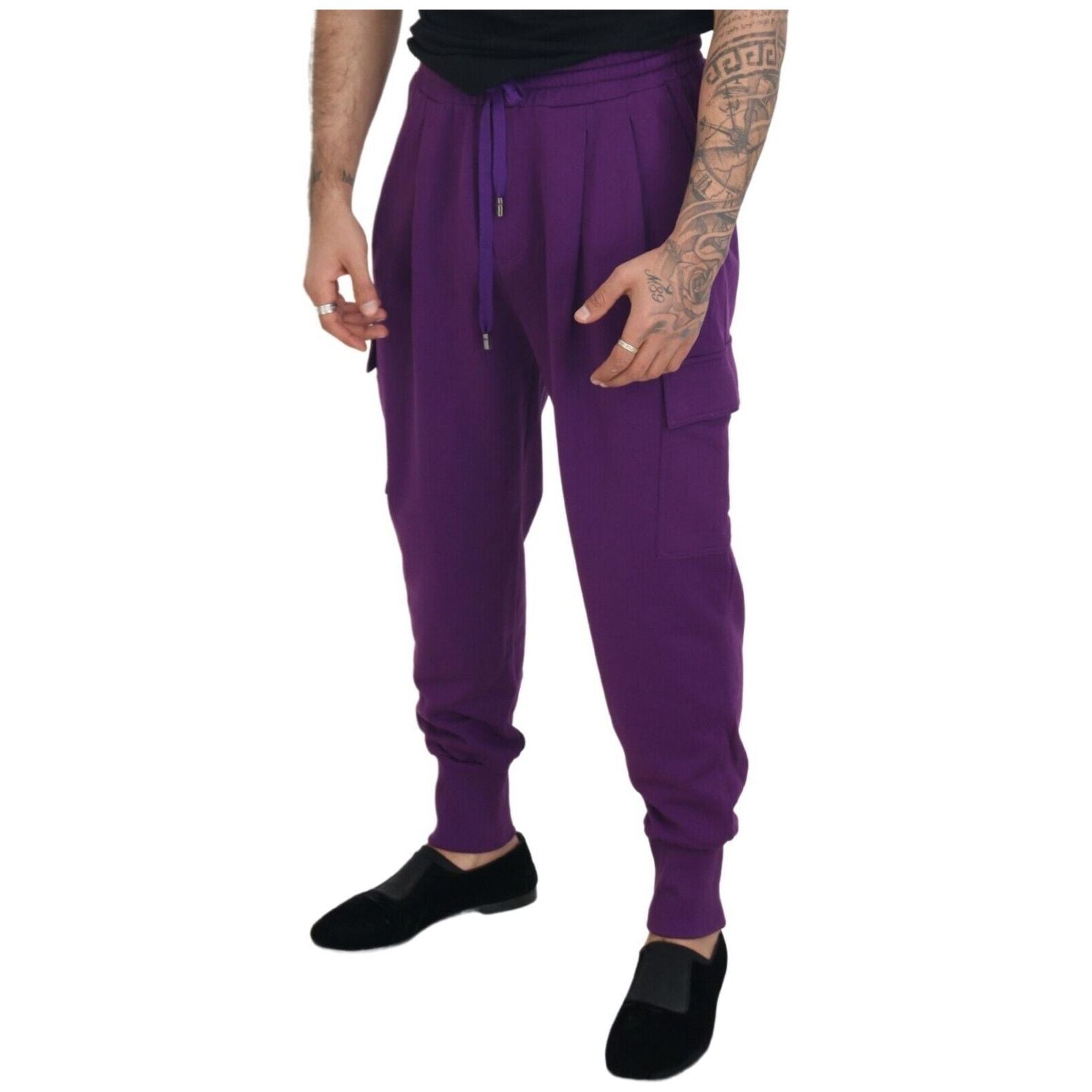 Dolce & Gabbana Elegant Purple Cotton Cargo Sweatpants