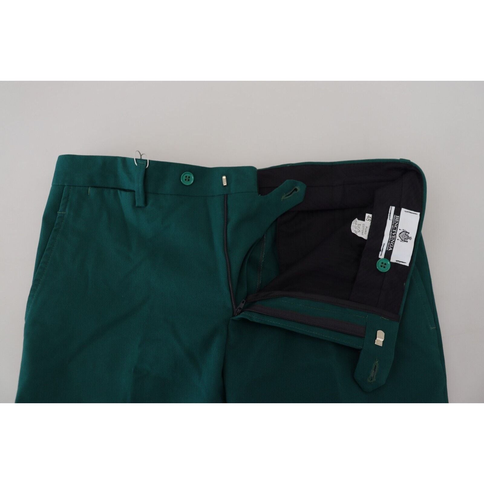 BENCIVENGA Green Pure Cotton Tailored Trousers