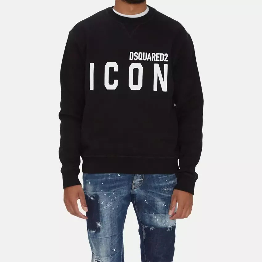 Dsquared² Black Cotton Logo Sweatshirt for Effortless Elegance