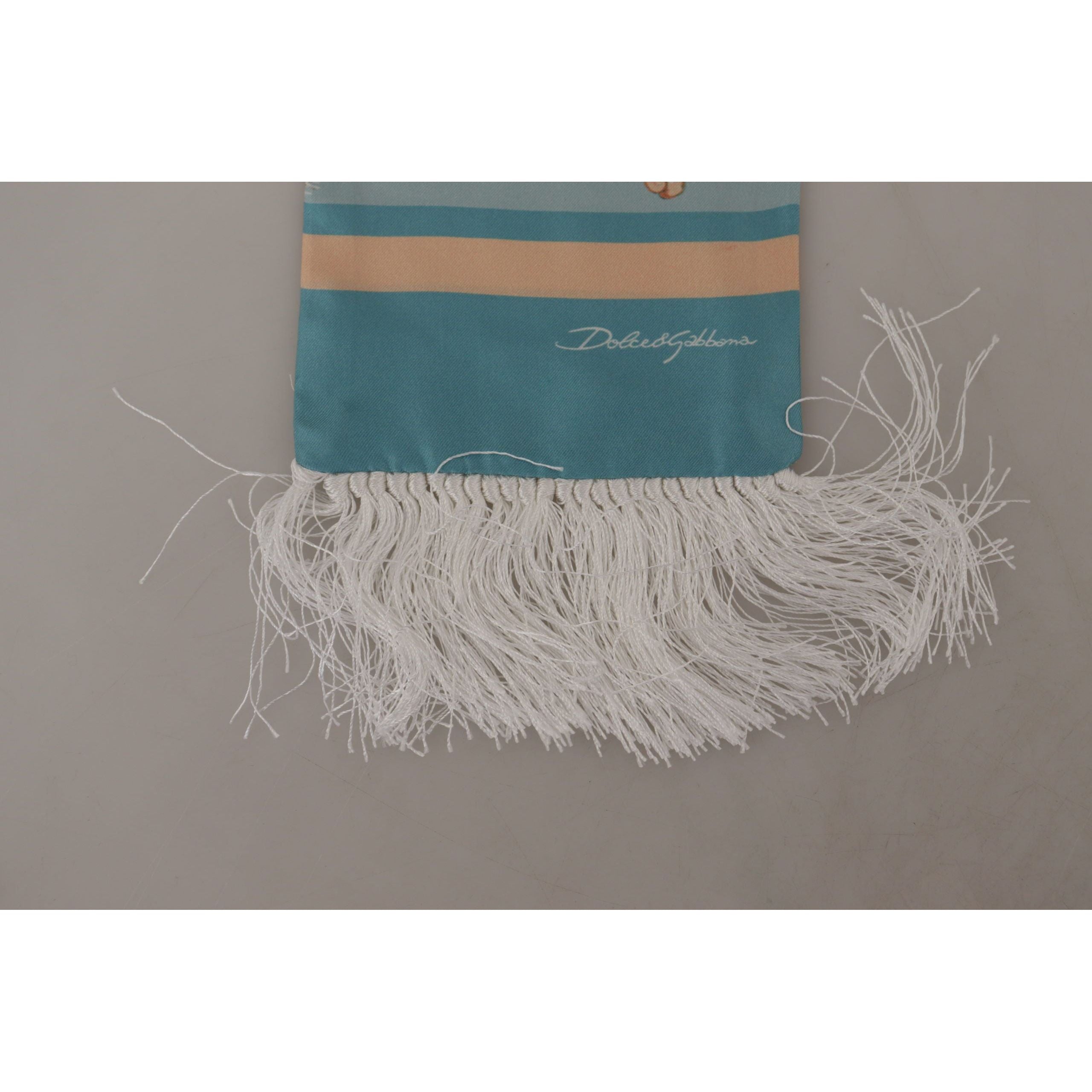 Dolce & Gabbana Blue Silk Scarf with Shell Motif Design