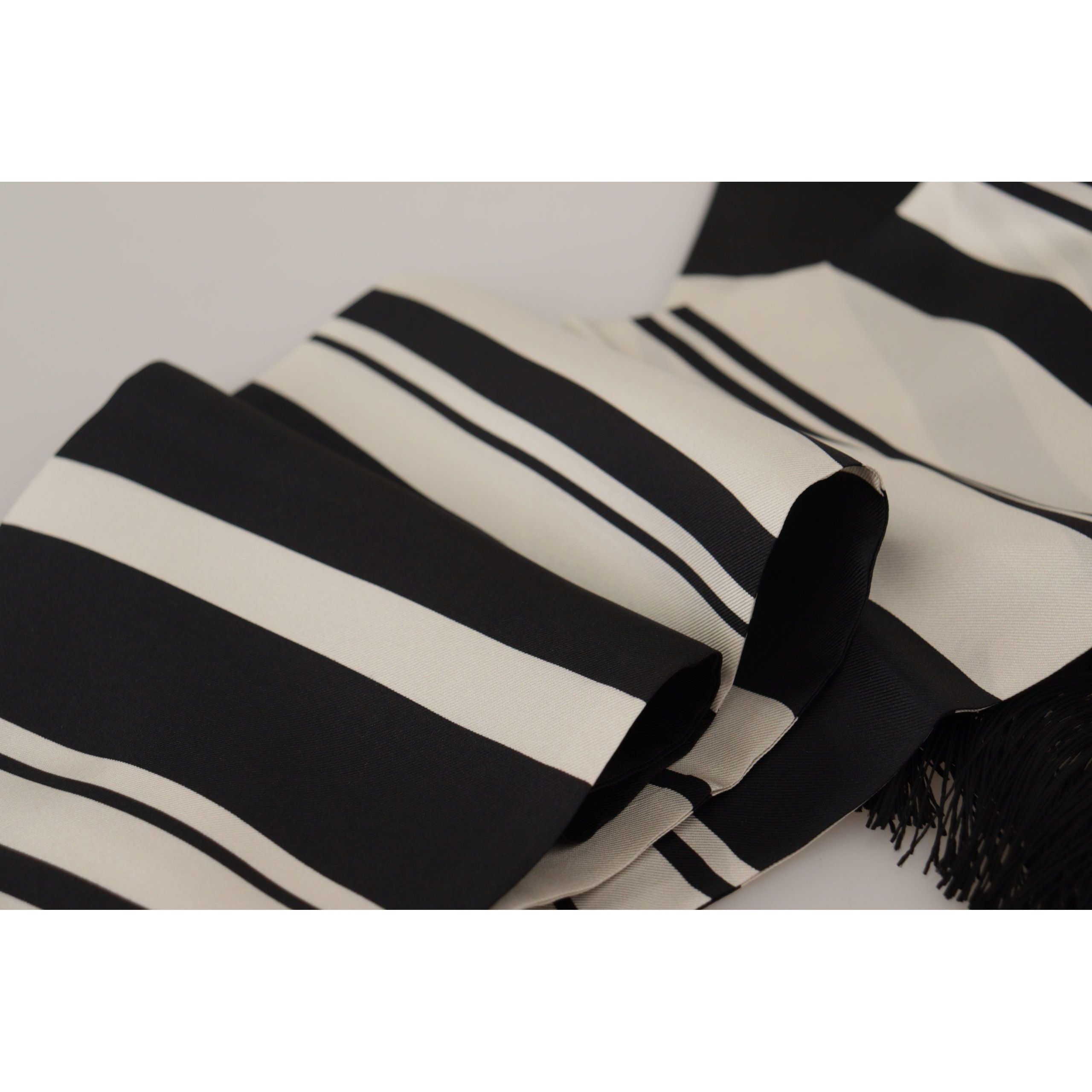 Dolce & Gabbana Black Silk Scarf - Elegant Classic Stripe
