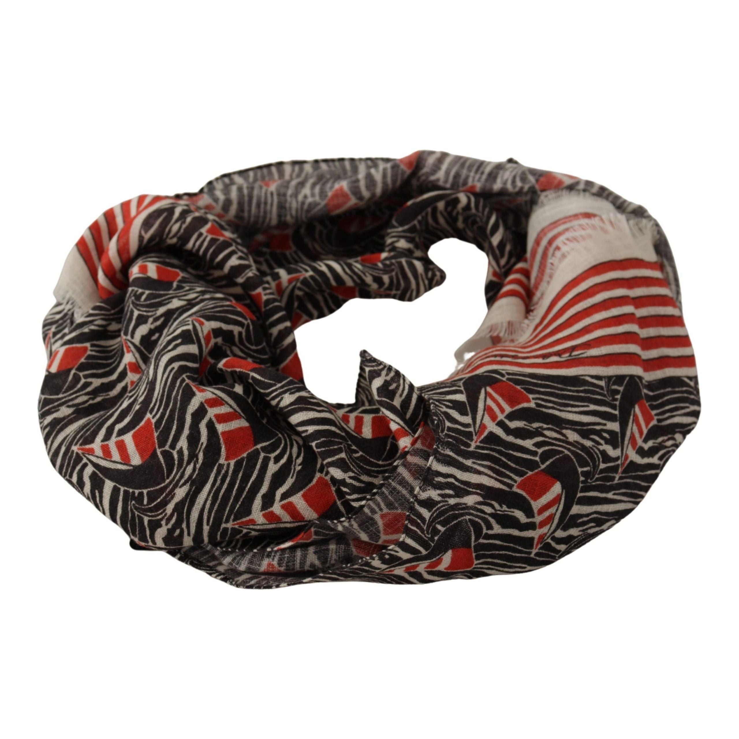Dolce & Gabbana Black Striped Linen Scarf