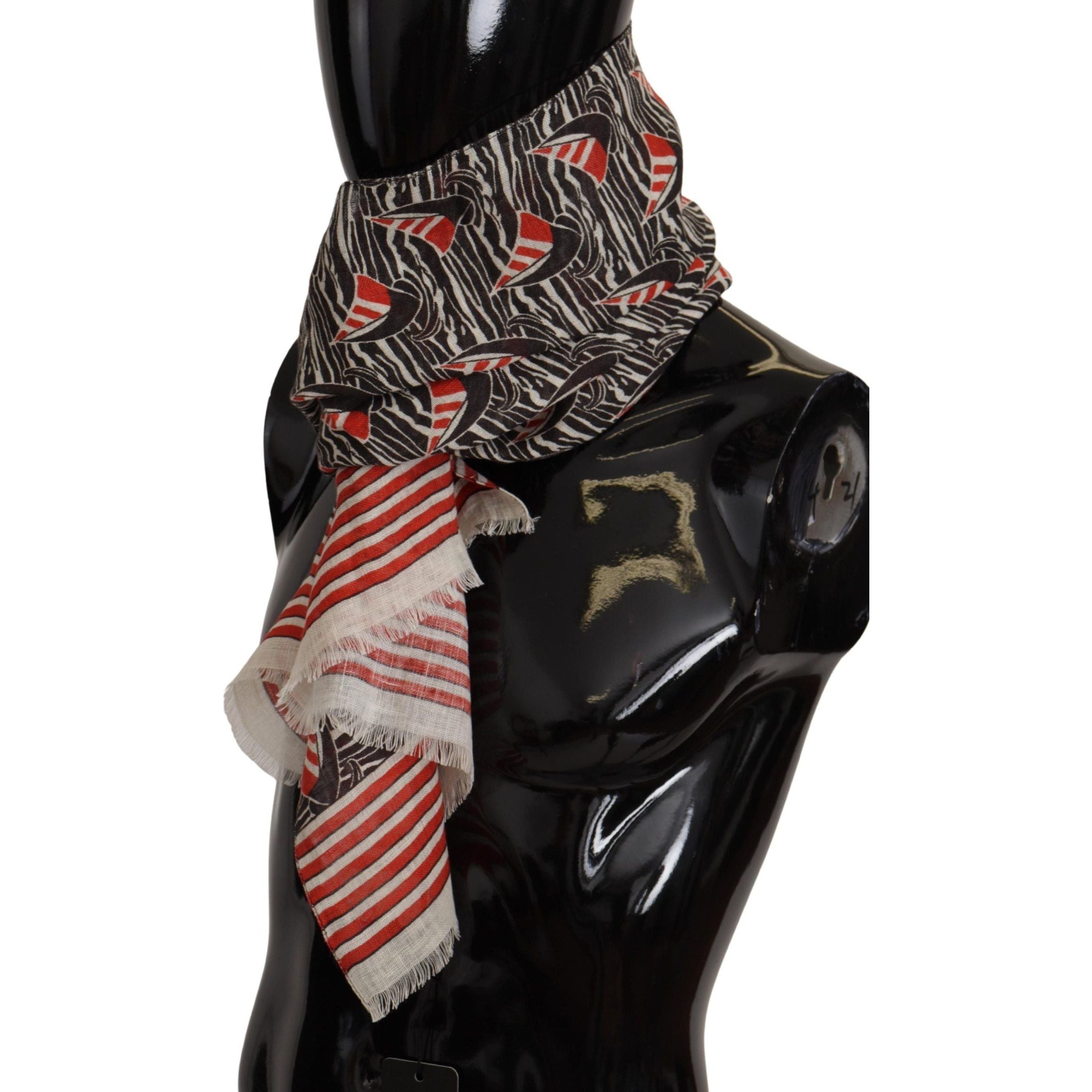 Dolce & Gabbana Black Striped Linen Scarf