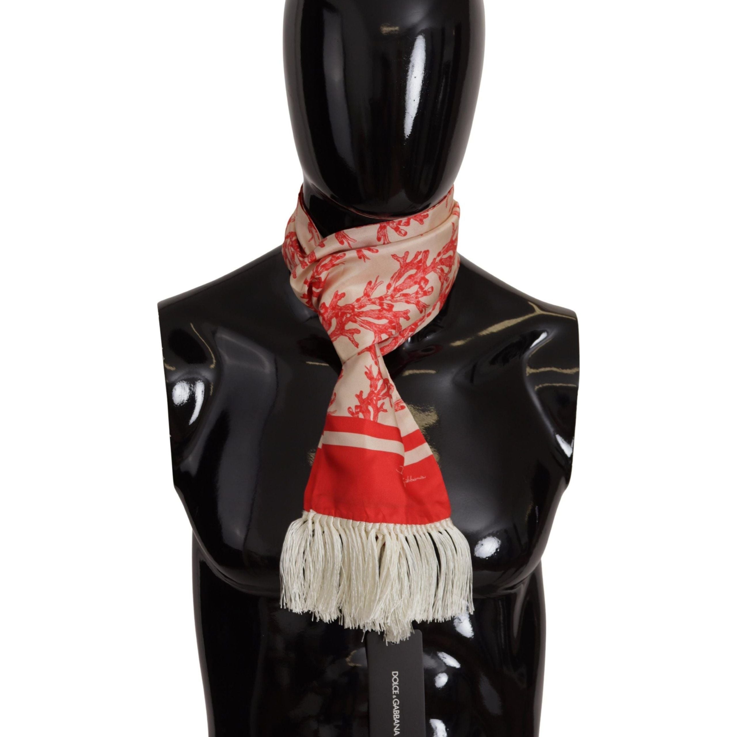 Dolce & Gabbana Red Silk Scarf Wrap - Coral Print