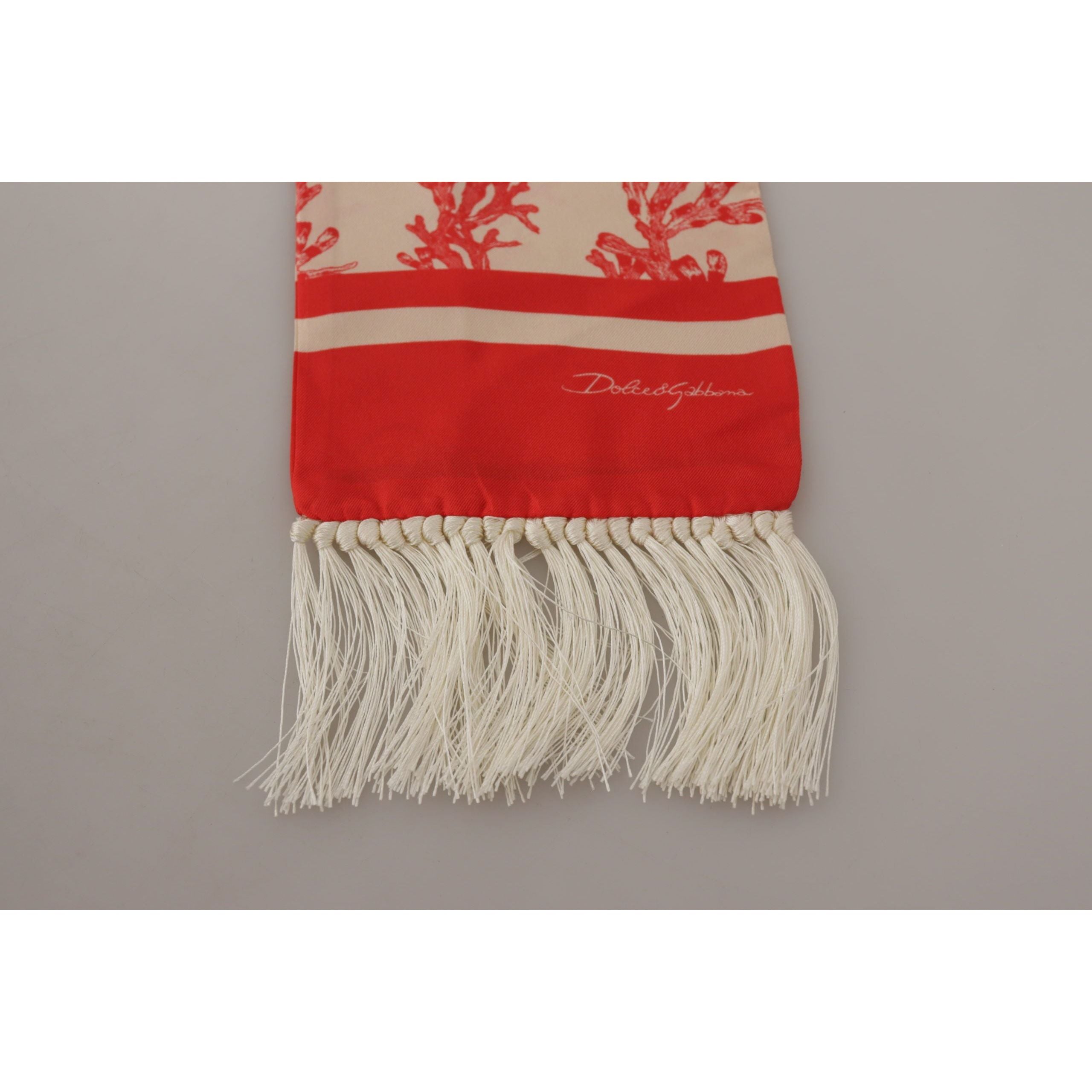 Dolce & Gabbana Red Silk Scarf Wrap - Coral Print