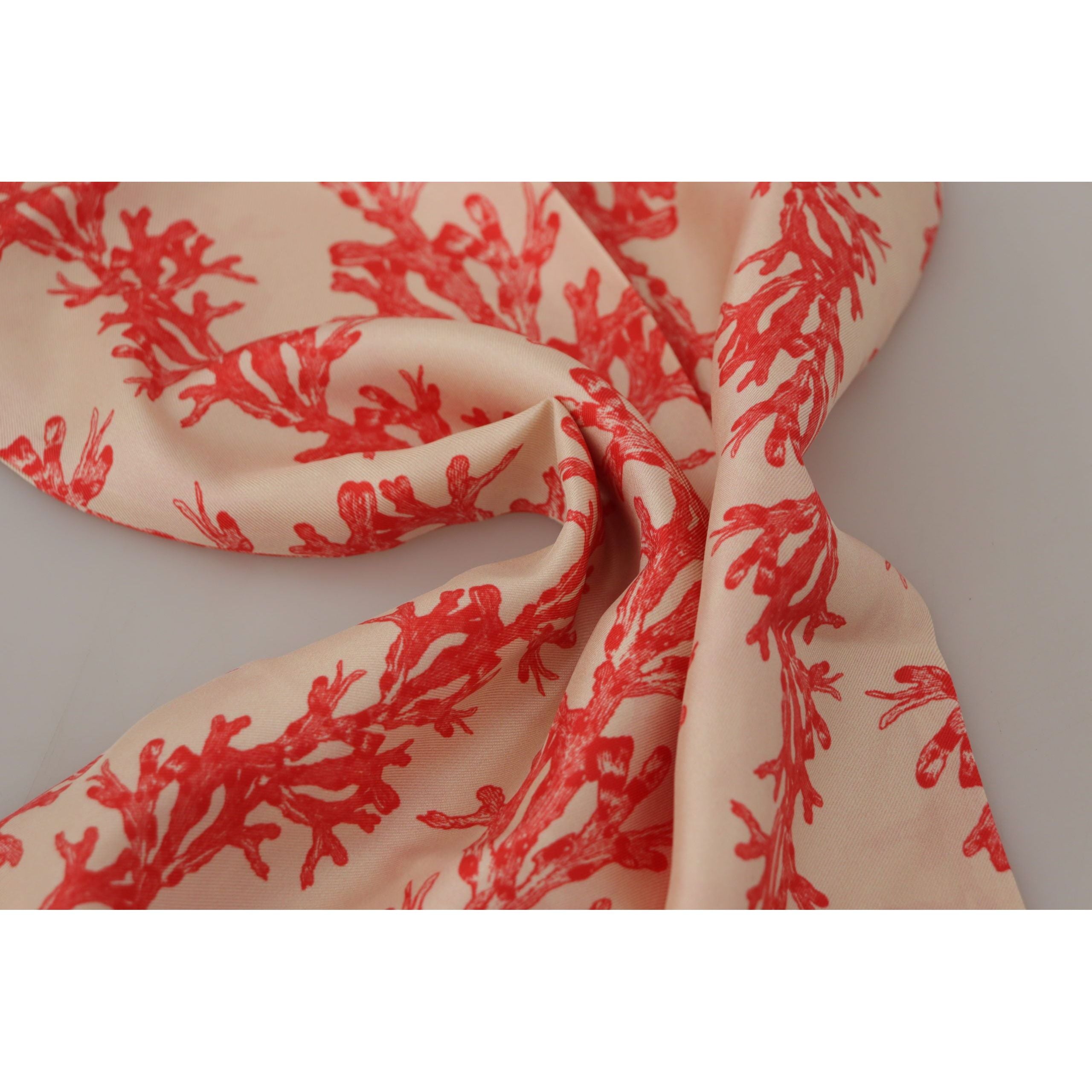 Dolce & Gabbana Red Silk Scarf Wrap - Coral Print