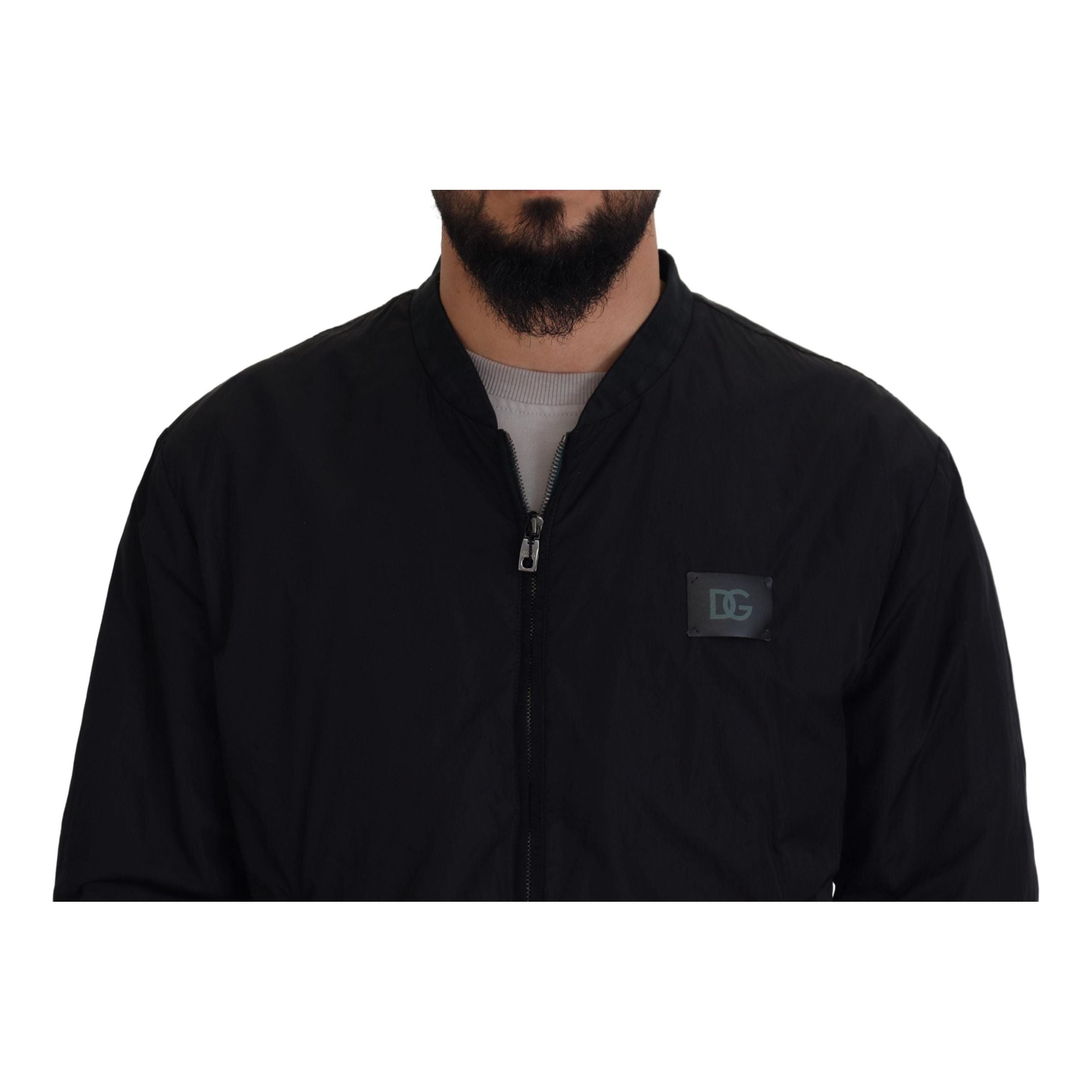 Dolce & Gabbana Black Nylon Bomber Jacket