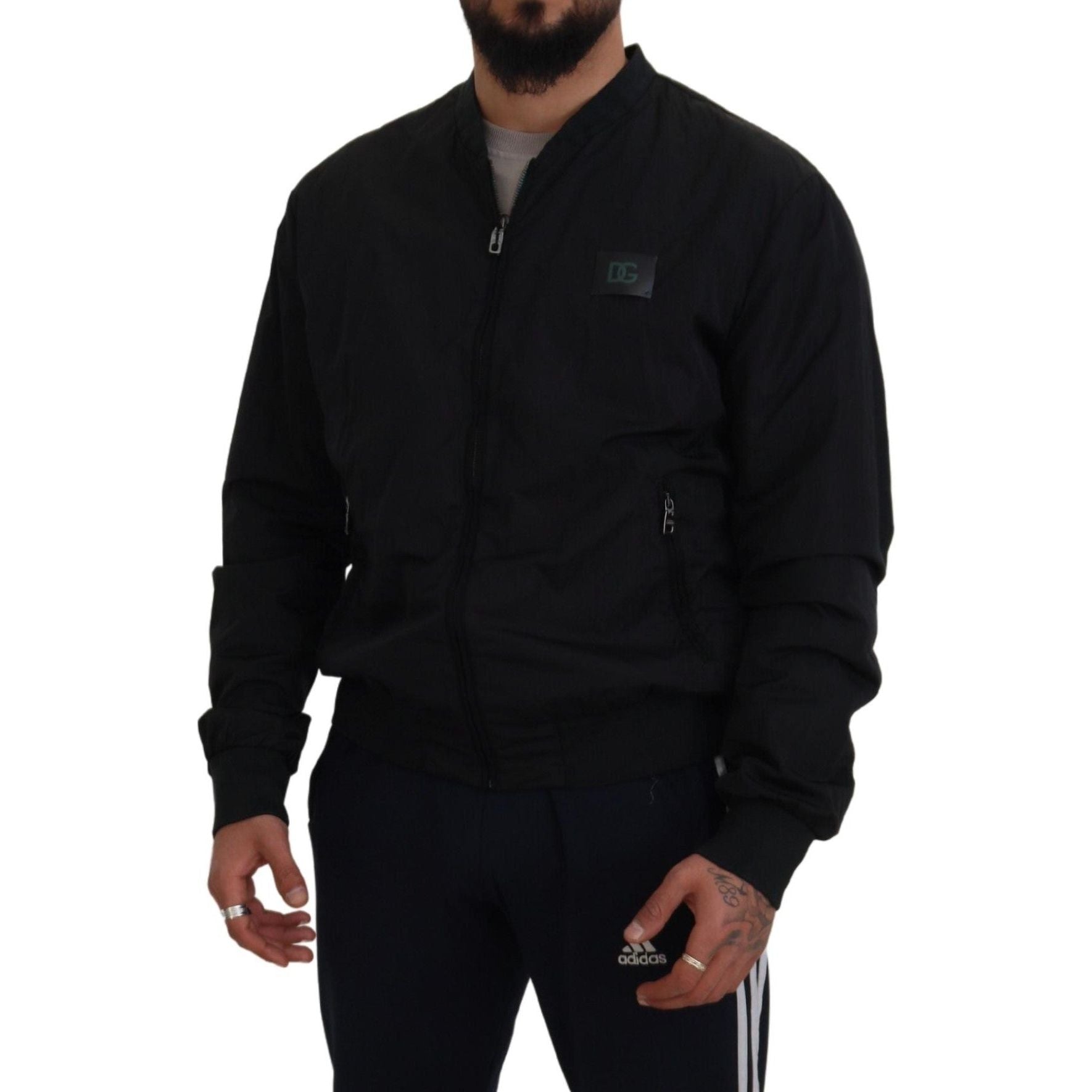 Dolce & Gabbana Black Nylon Bomber Jacket