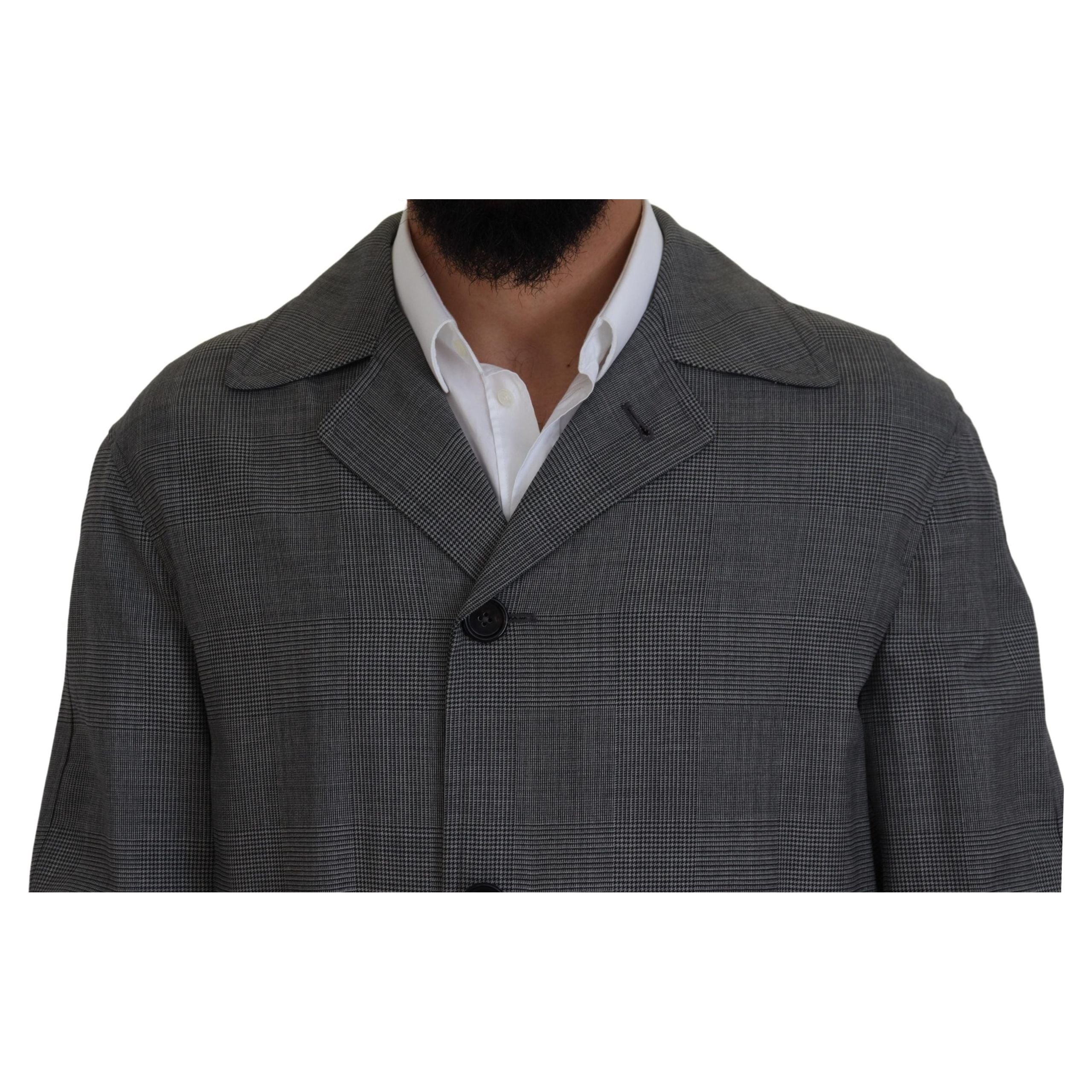 Dolce & Gabbana Gray Wool Blend Trench Coat Luxury