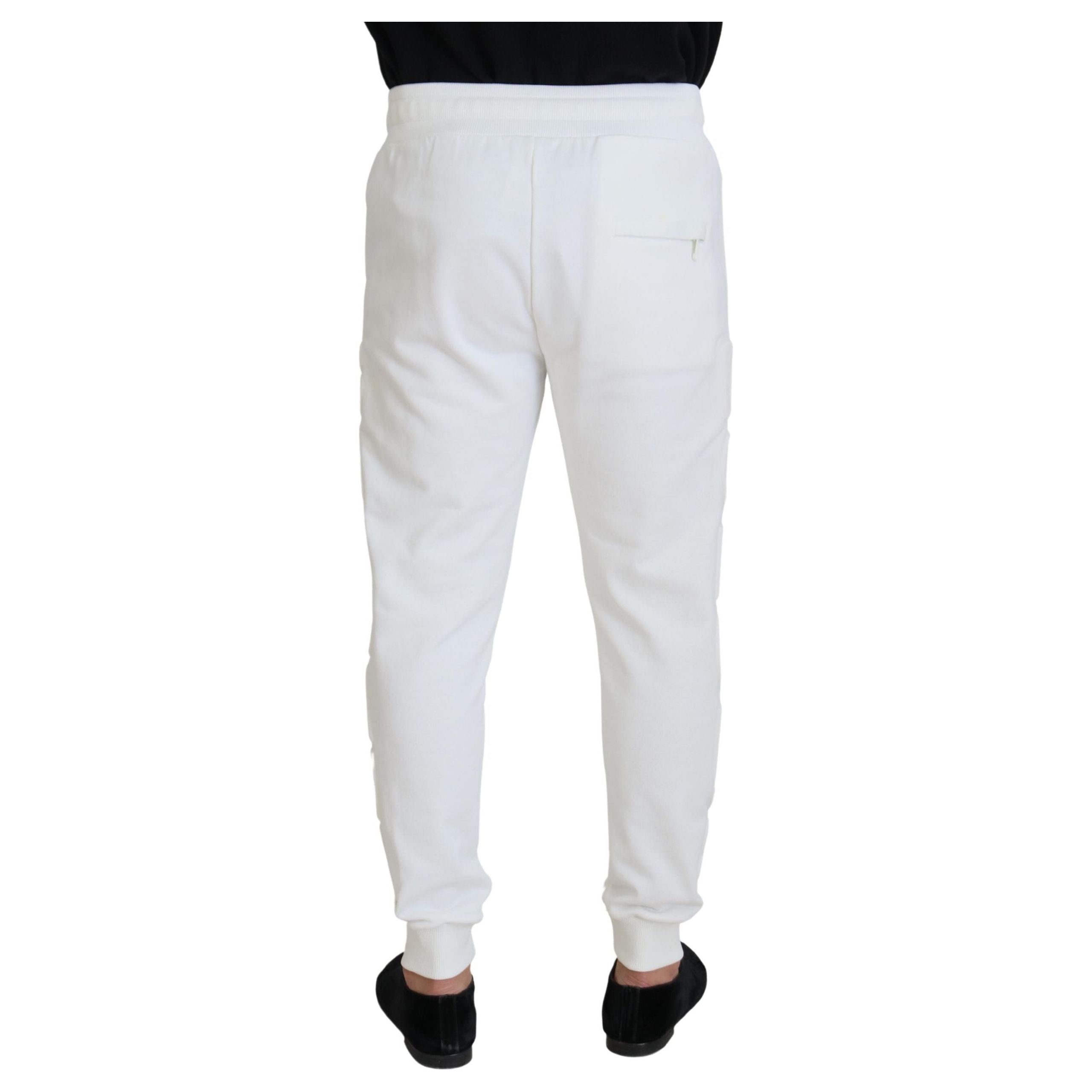 Dolce & Gabbana White Cotton Sweatpants Luxury Comfort