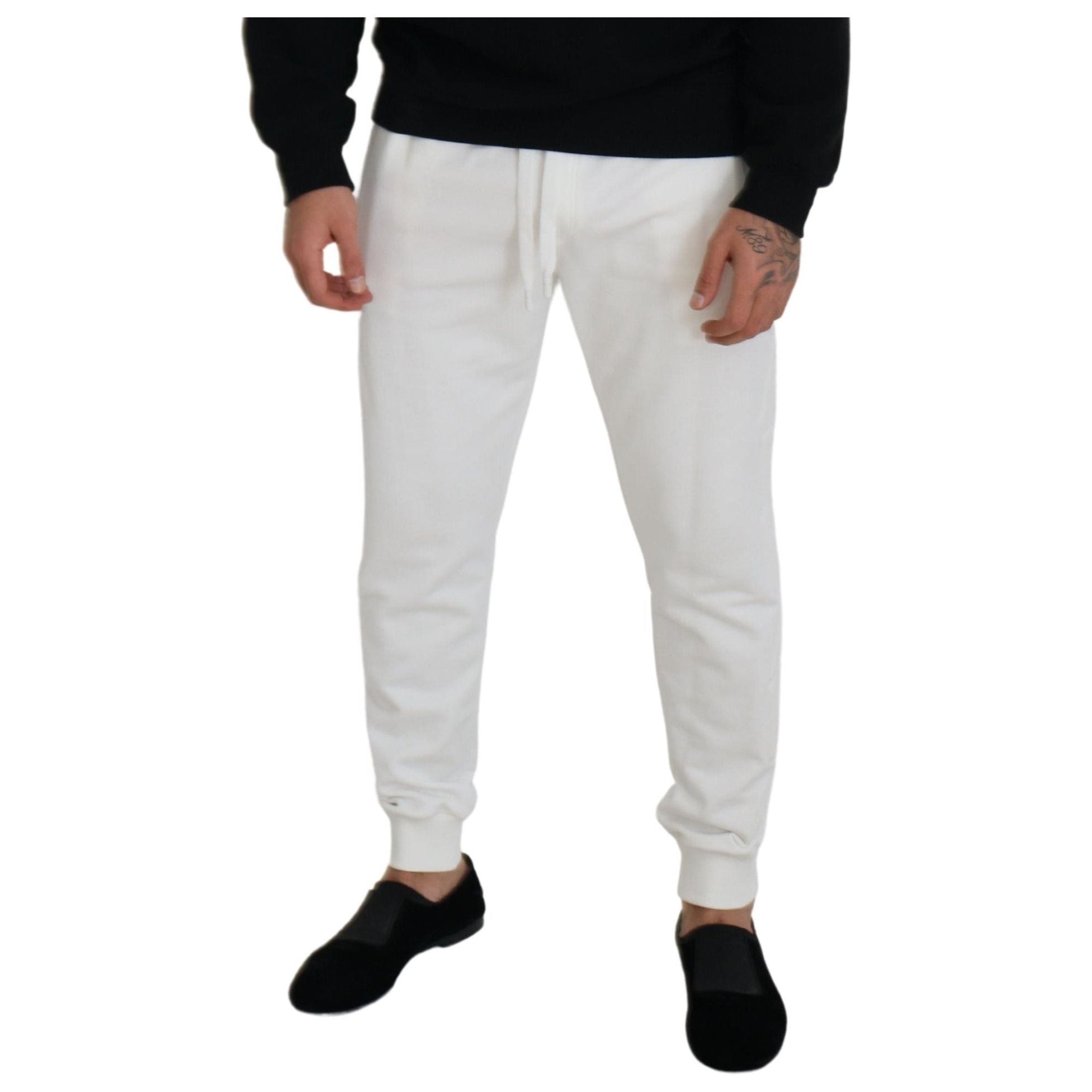 Dolce & Gabbana White Cotton Sweatpants Luxury Comfort