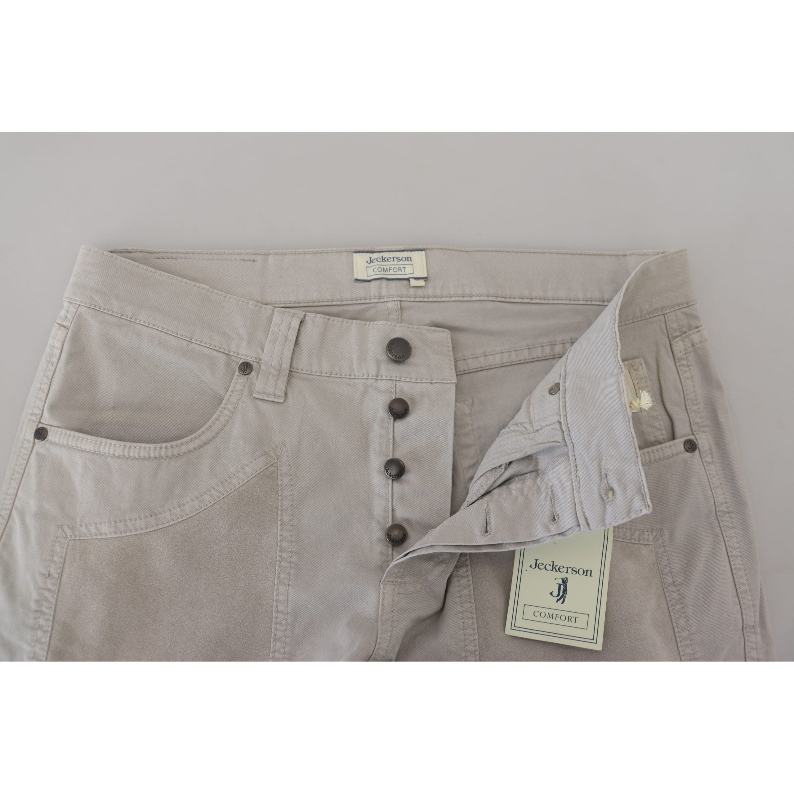 Jeckerson Gray Cotton Blend Pants for Timeless Style
