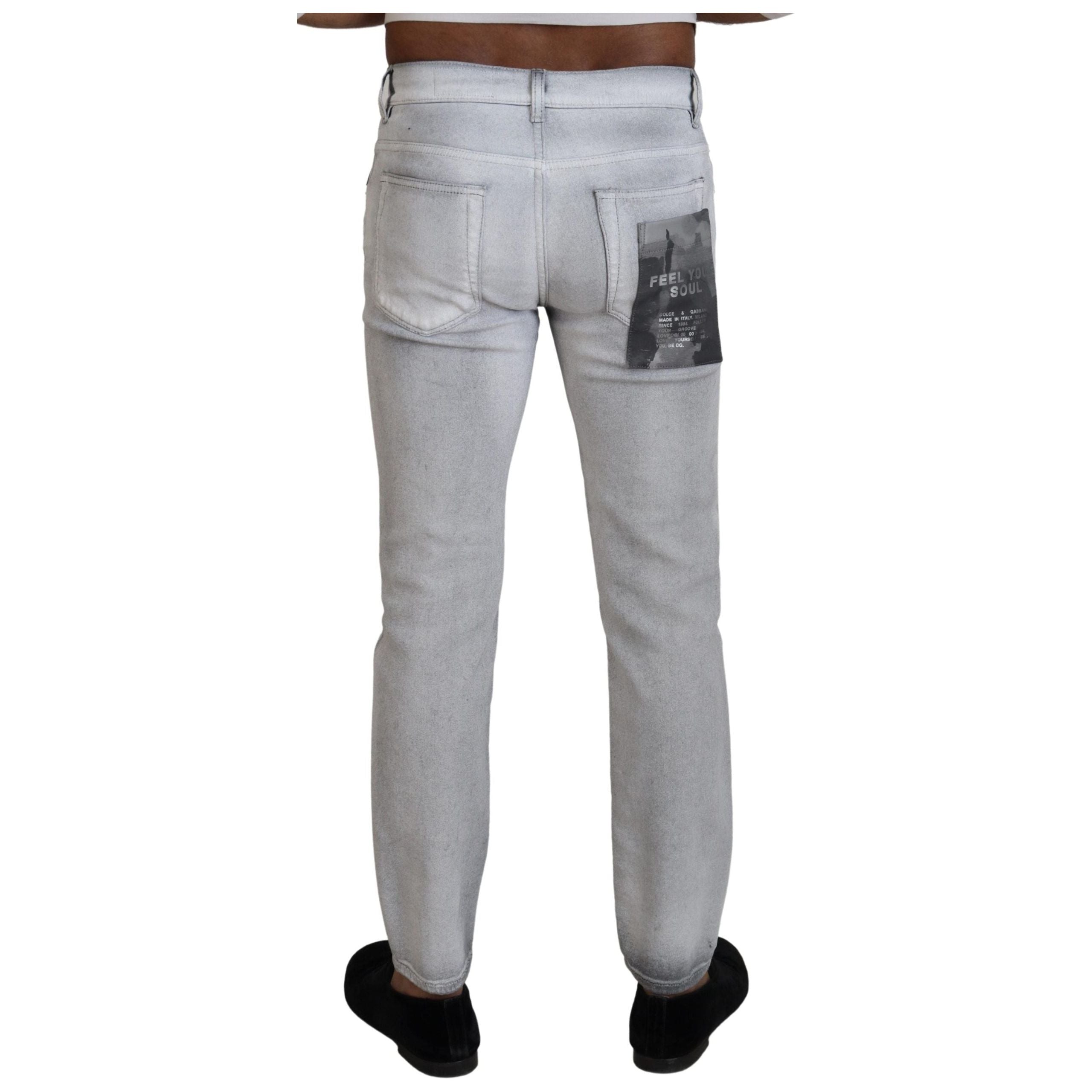Dolce & Gabbana Elegant Gray Washed Cotton Blend Pants