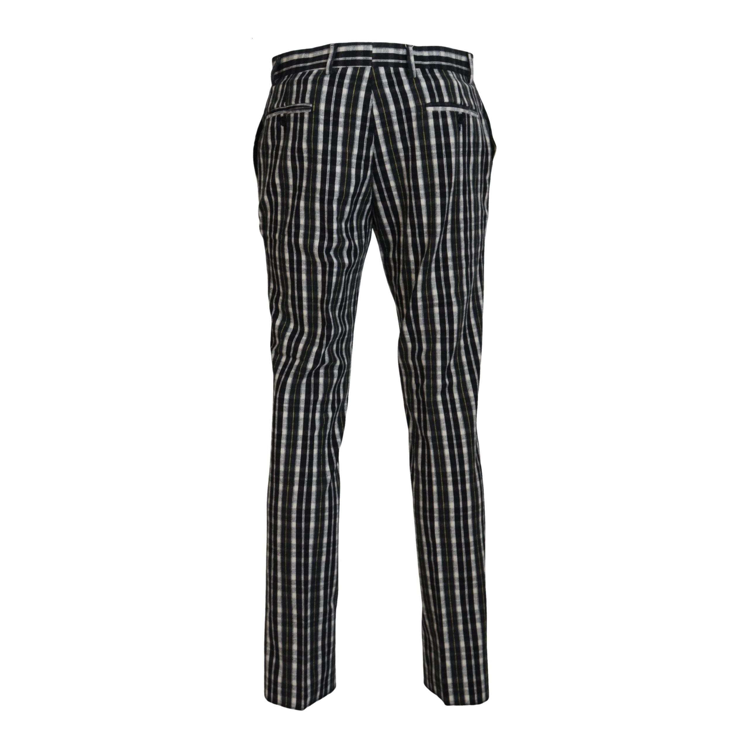 BENCIVENGA Black Cotton Blend Pants Elegant Black and White