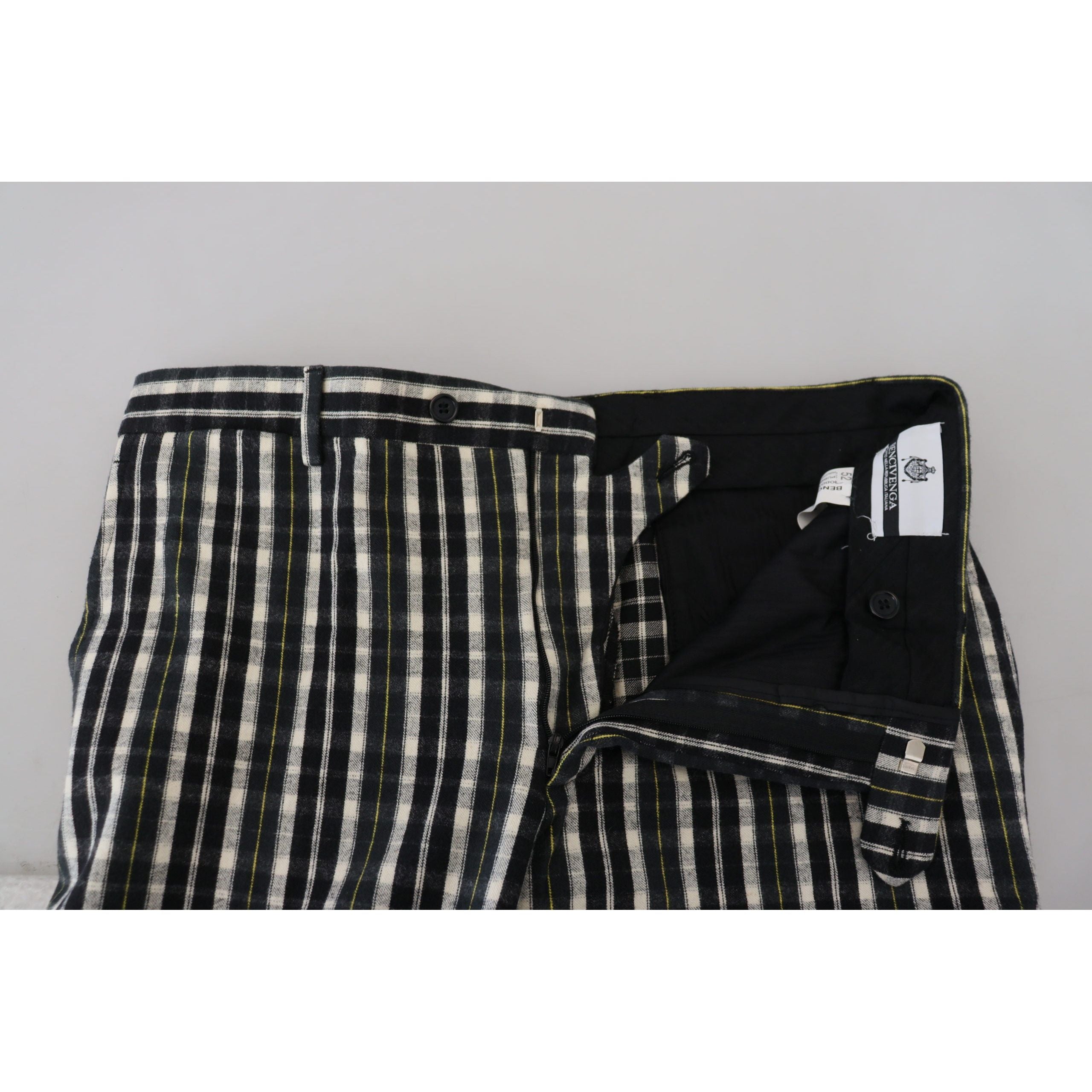 BENCIVENGA Black Cotton Blend Pants Elegant Black and White