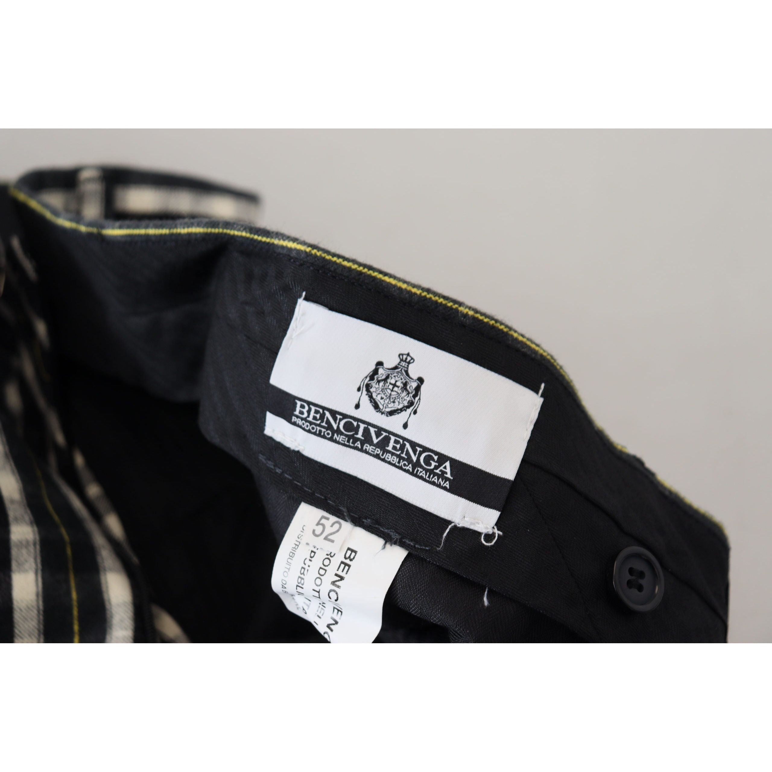 BENCIVENGA Black Cotton Blend Pants Elegant Black and White