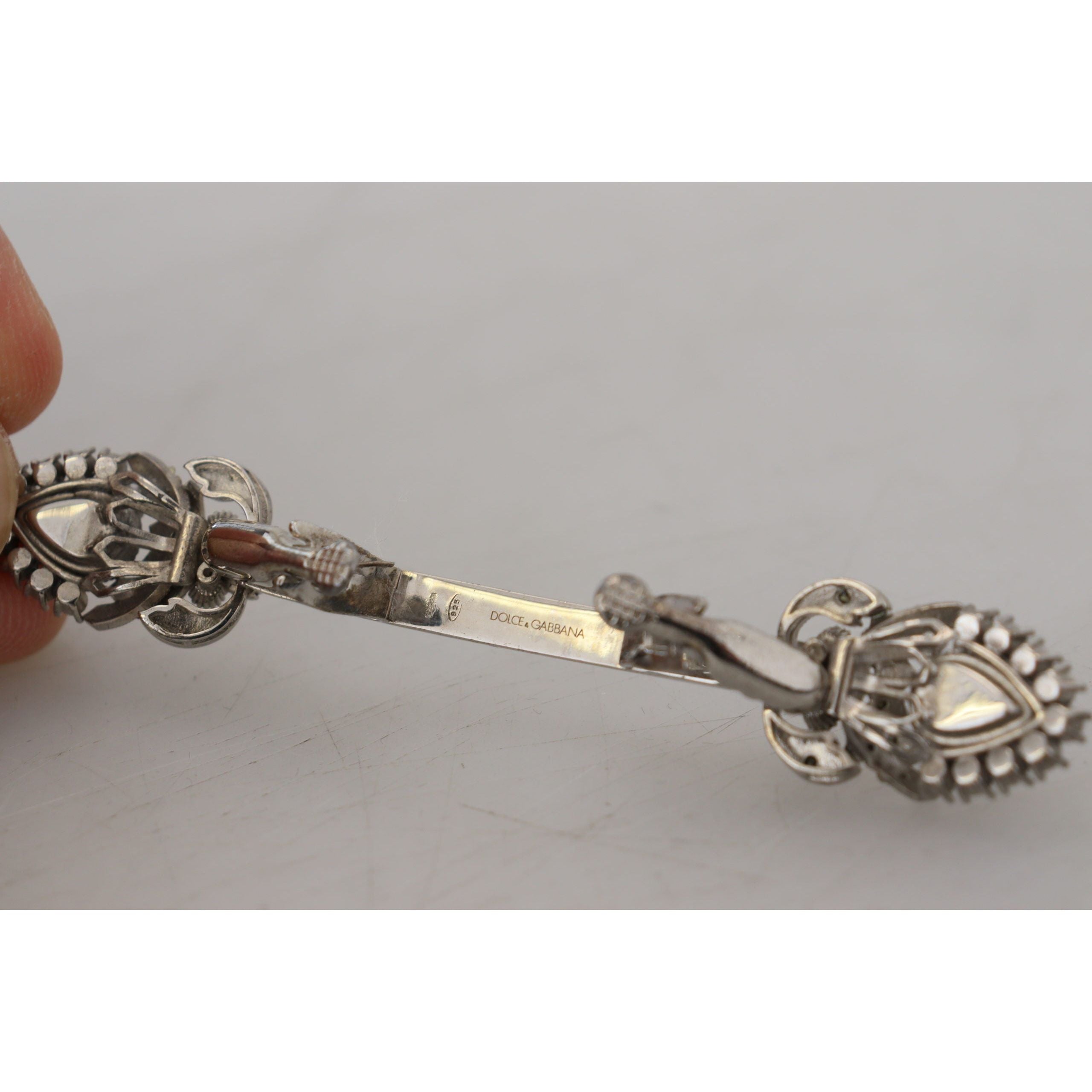 Dolce & Gabbana Clear Sterling Silver Glass Brooch
