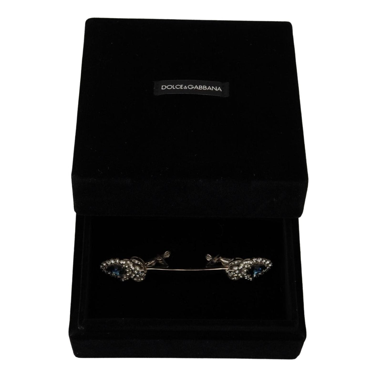 Dolce & Gabbana Clear Sterling Silver Glass Brooch