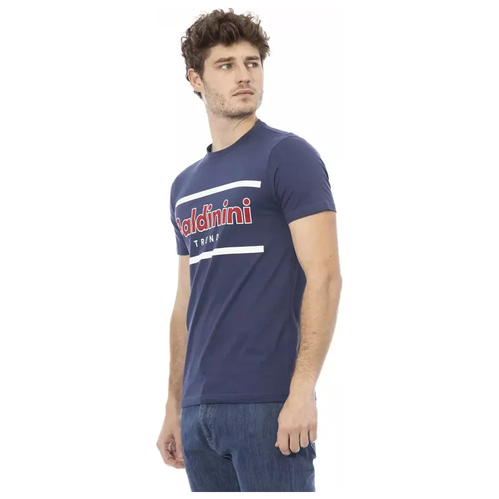 Baldinini Trend Blue Cotton T-Shirt for Effortless Elegance