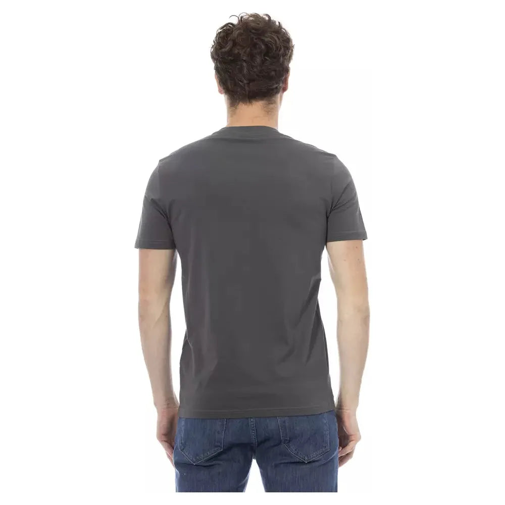 Baldinini Gray Cotton T-Shirt for Effortless Elegance