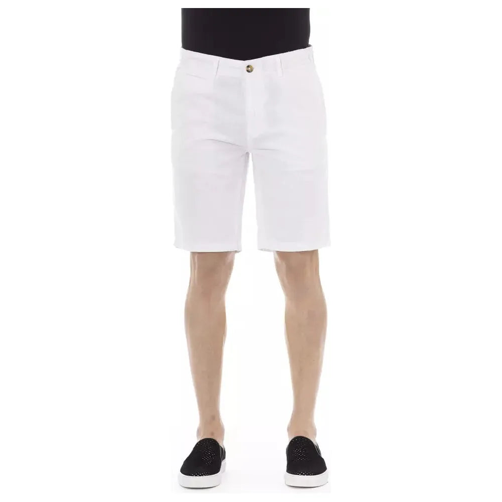 Baldinini White Cotton Bermuda Short for Effortless Elegance