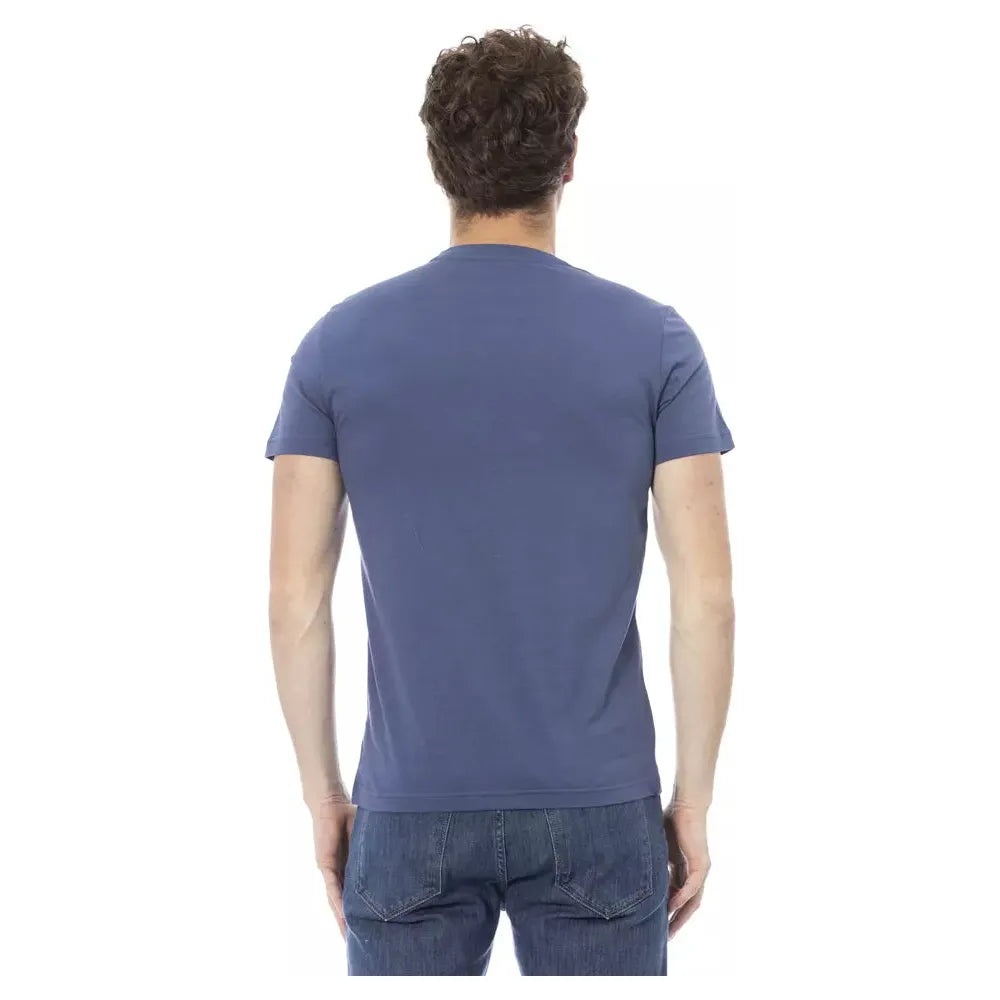 Baldinini Trend Blue Cotton T-Shirt for Effortless Elegance