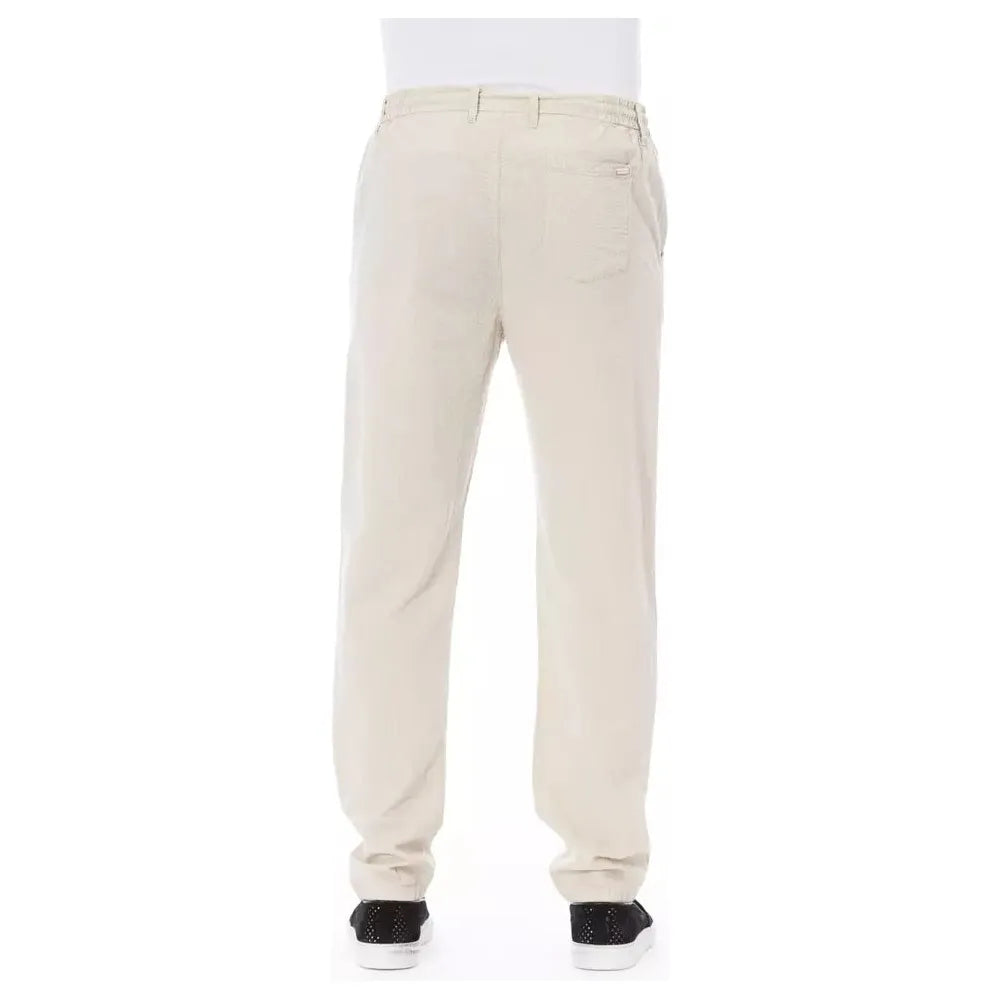 Baldinini Trend Beige Cotton Chino Trousers for Effortless Elegance