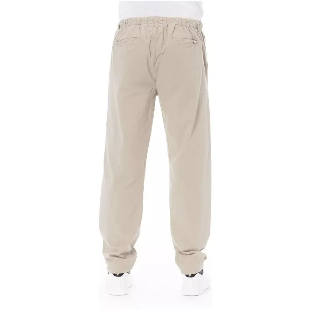 Baldinini Trend Beige Cotton Chino Pants for Effortless Style