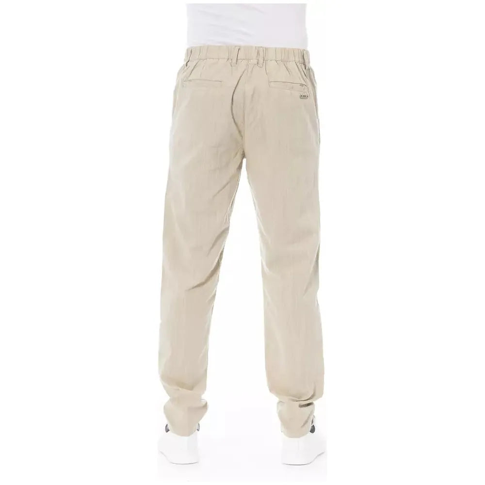 Baldinini Trend Beige Cotton Chino Pant for Elevated Style