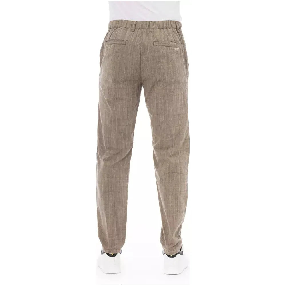 Baldinini Beige Cotton Chino Pant for Timeless Elegance