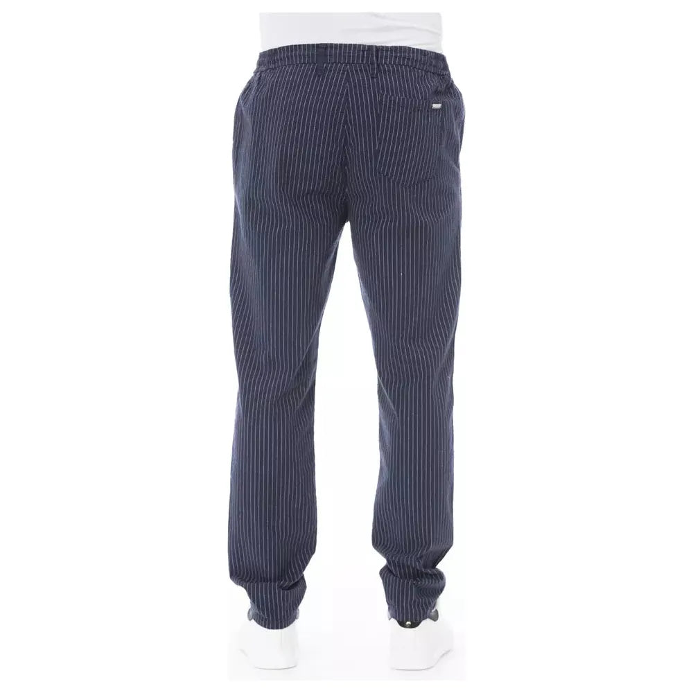 Baldinini Trend Blue Cotton Chino Trouser for Sophisticated Style