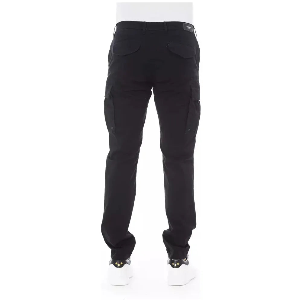 Baldinini Black Cotton Cargo Trouser for Elevated Style
