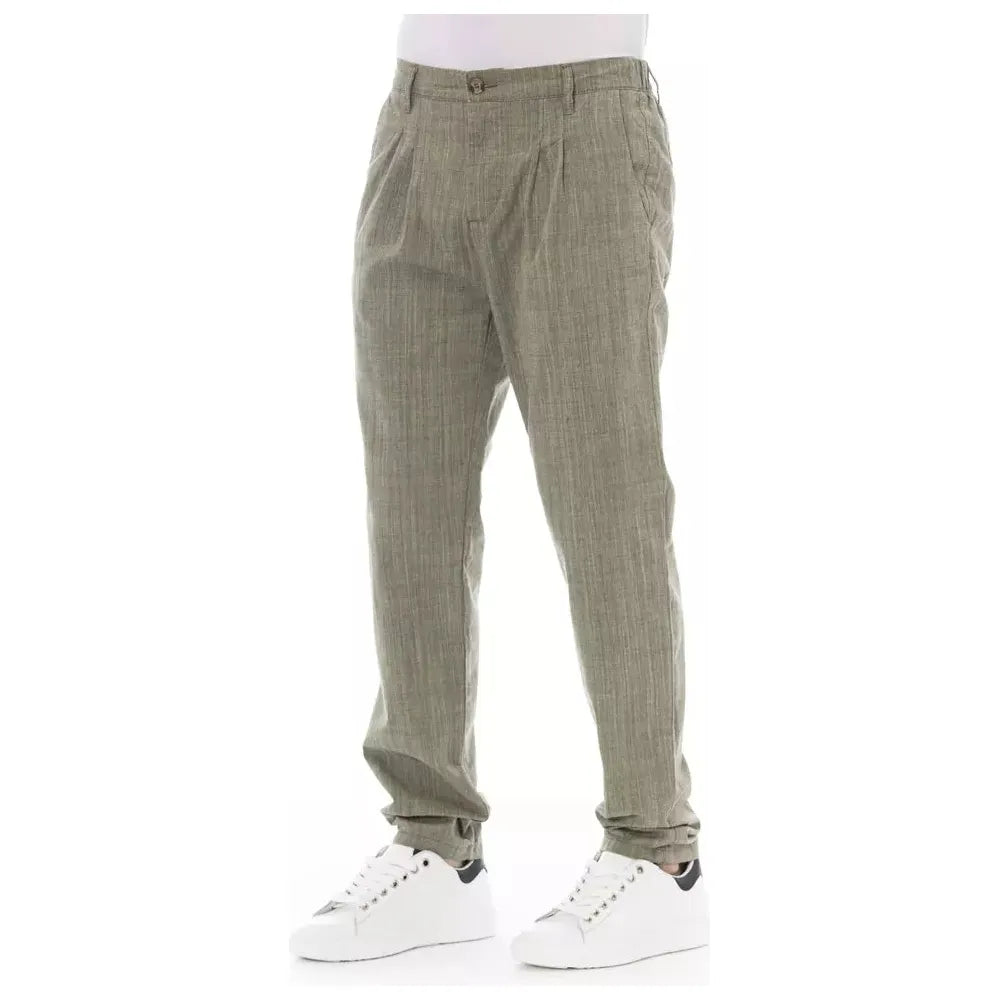 Baldinini Army Green Cotton Chino Pant for Effortless Elegance