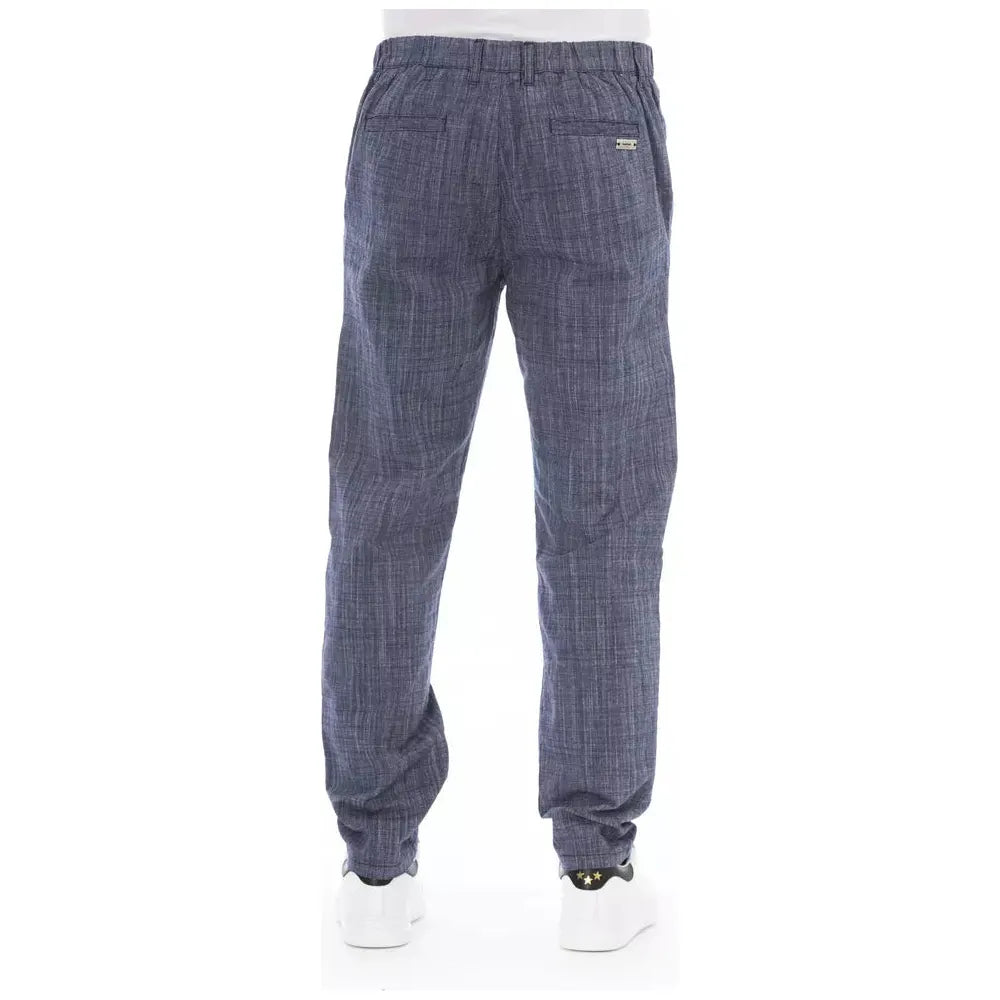 Baldinini Trend Blue Cotton Chino Trouser for Effortless Elegance