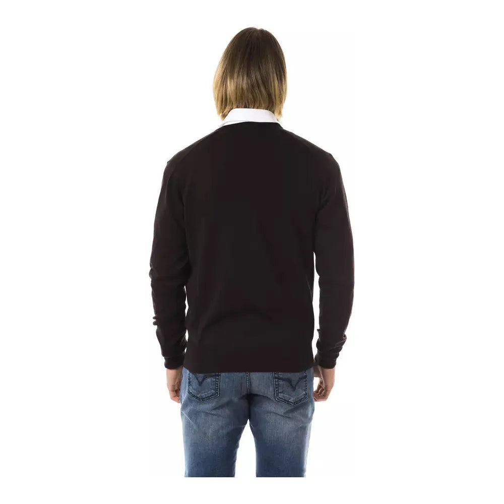 Uominitaliani Brown Merino Wool Sweater for Sophistication
