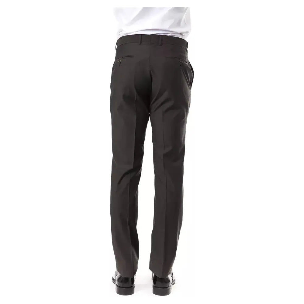 Uominitaliani Gray Wool Suit Pant for Timeless Elegance