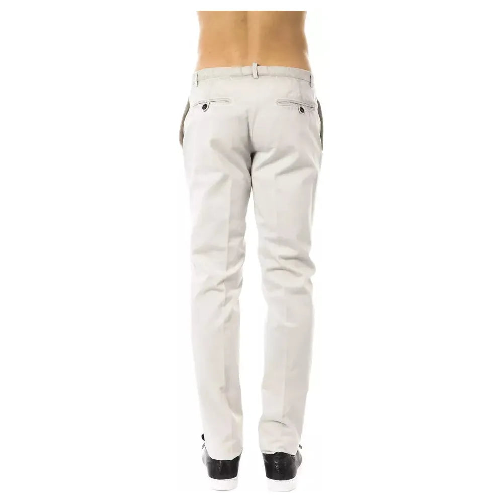 Uominitaliani Gray Cotton Casual Pant for Effortless Elegance