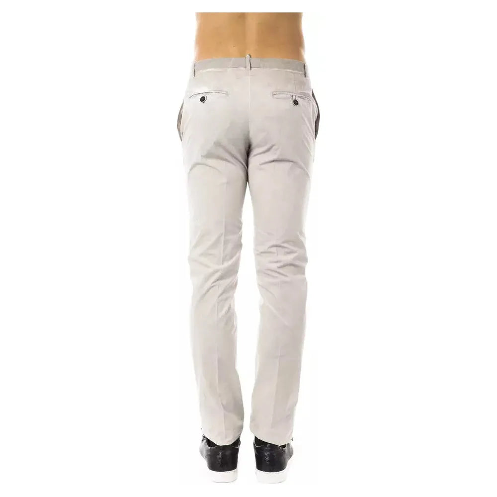 Uominitaliani Gray Cotton Casual Pant for Timeless Elegance