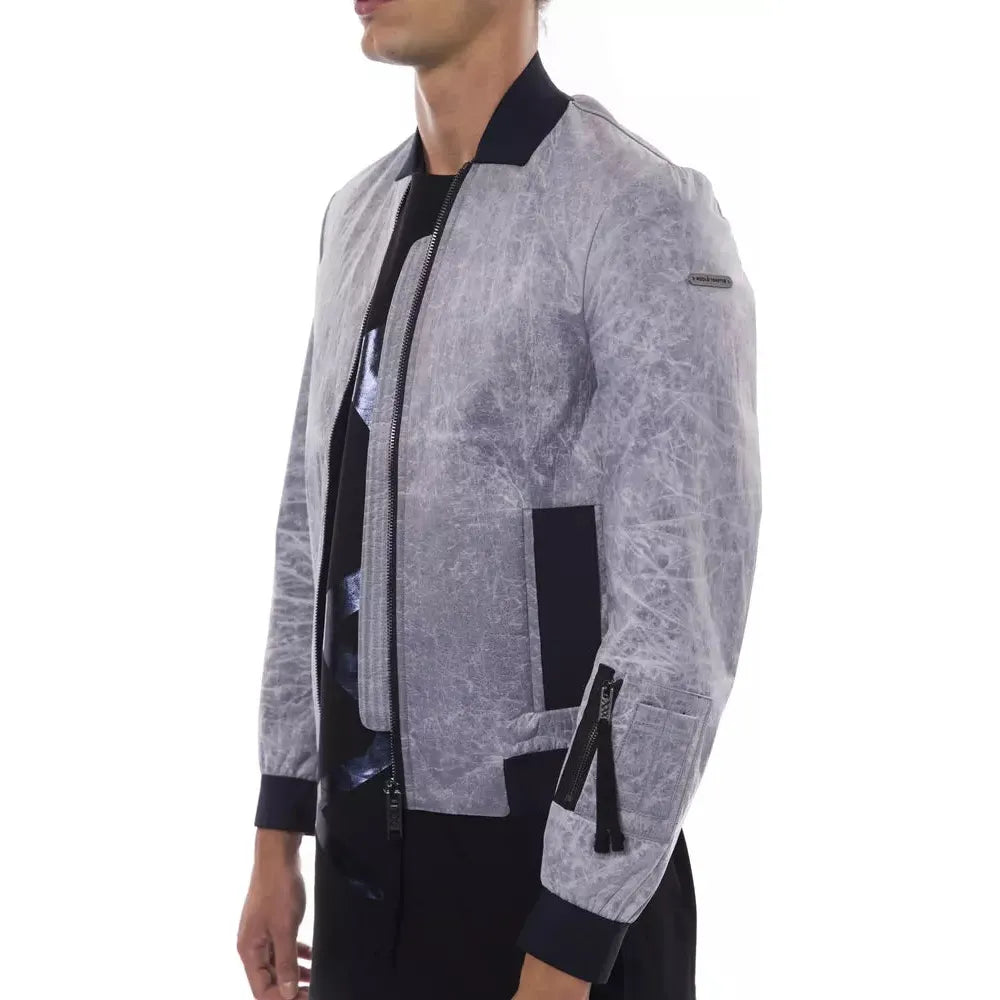 Nicolo Tonetto Gray Cotton Bomber Jacket for Modern Elegance