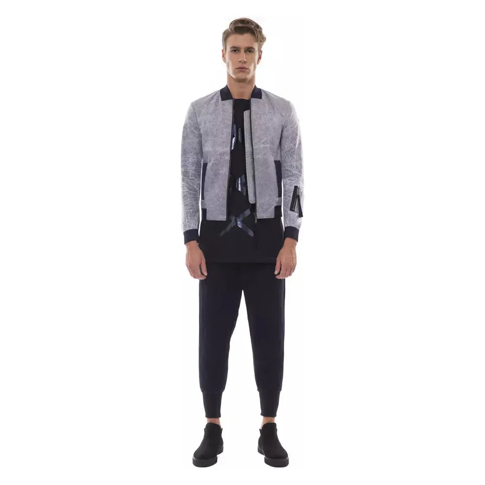 Nicolo Tonetto Gray Cotton Bomber Jacket for Modern Elegance