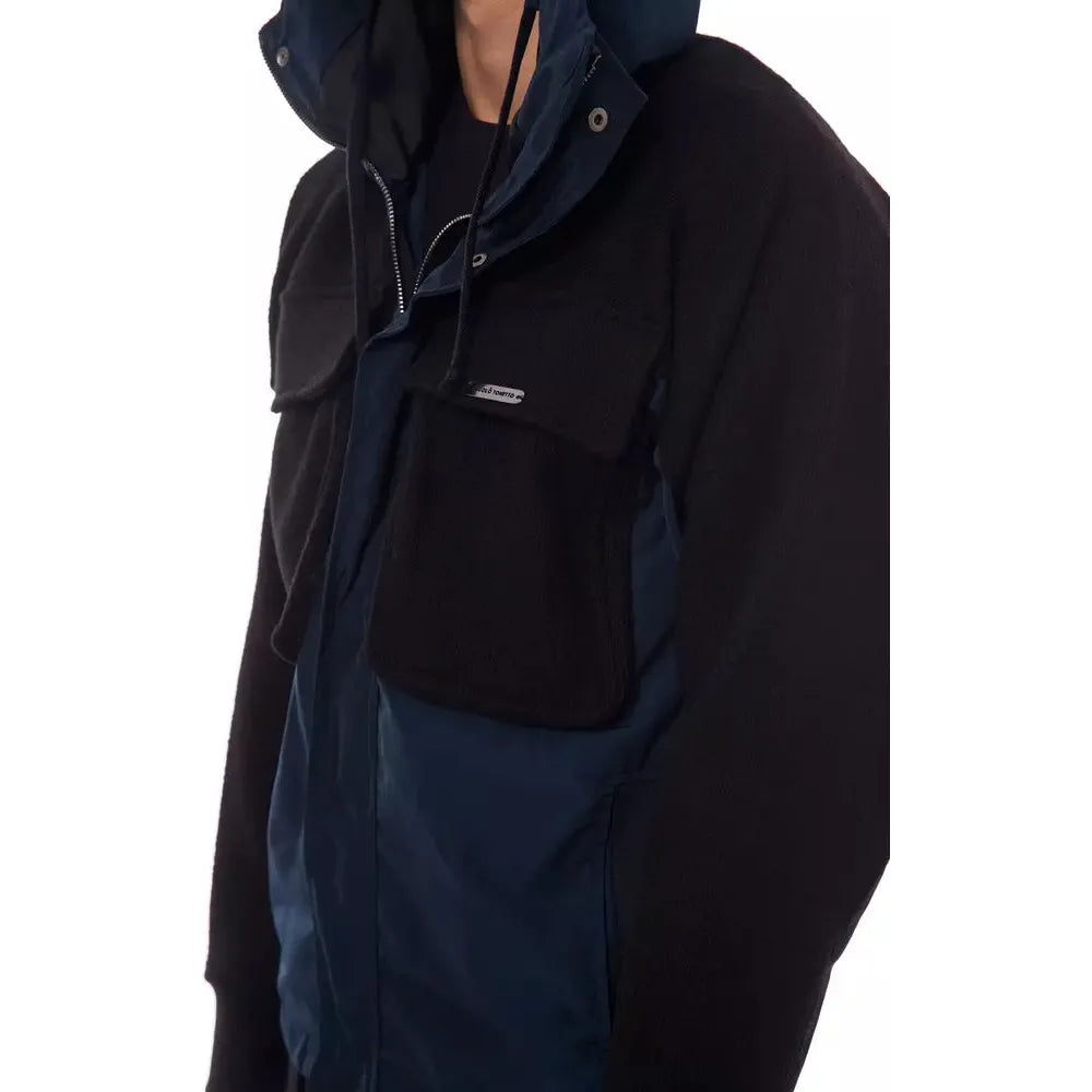 Nicolo Tonetto Black Wool Jacket With Hood - Luxury Elegance