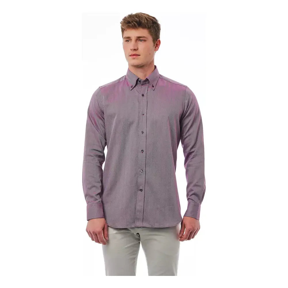 Bagutta Burgundy Cotton Shirt for Timeless Elegance