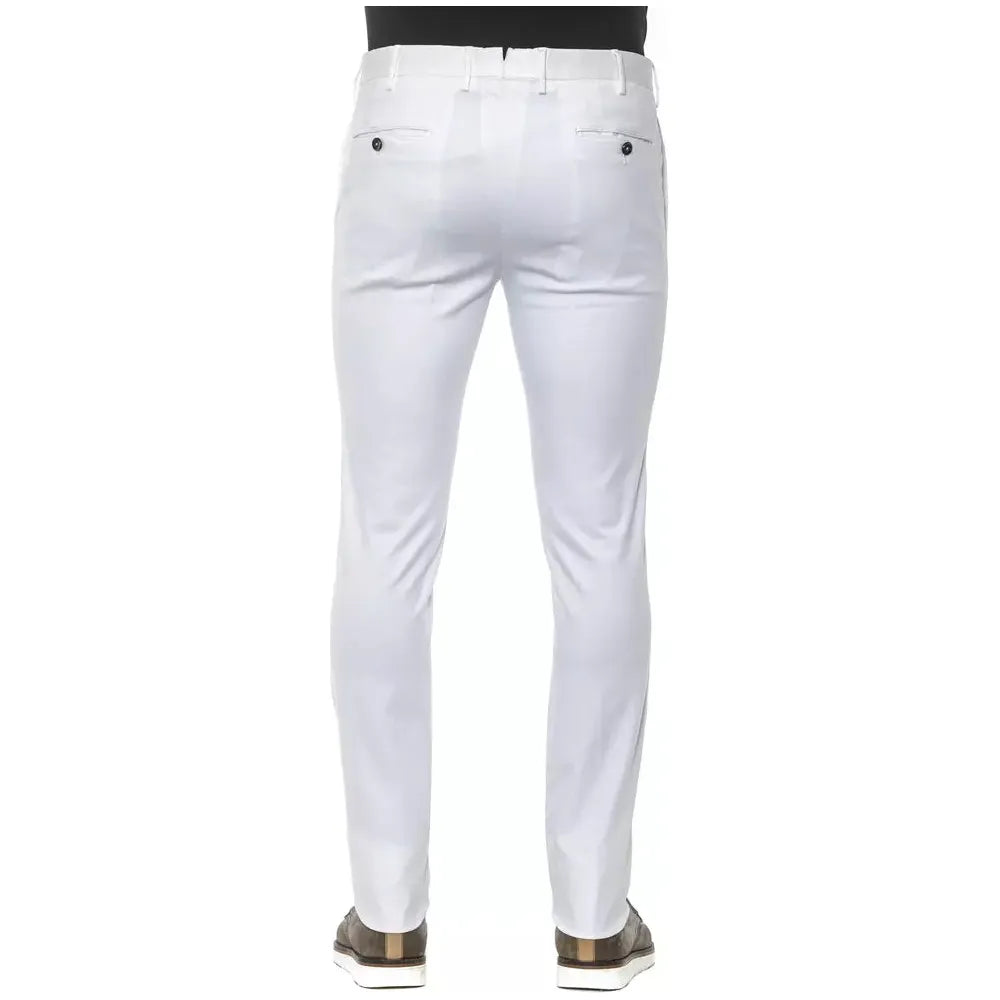 PT Torino White Cotton Trousers for Sophisticated Style