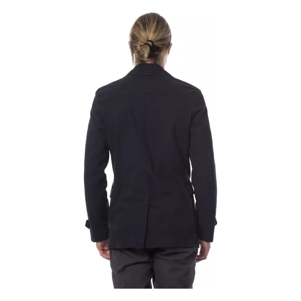 Verri Blue Cotton Blend Double Breasted Blazer