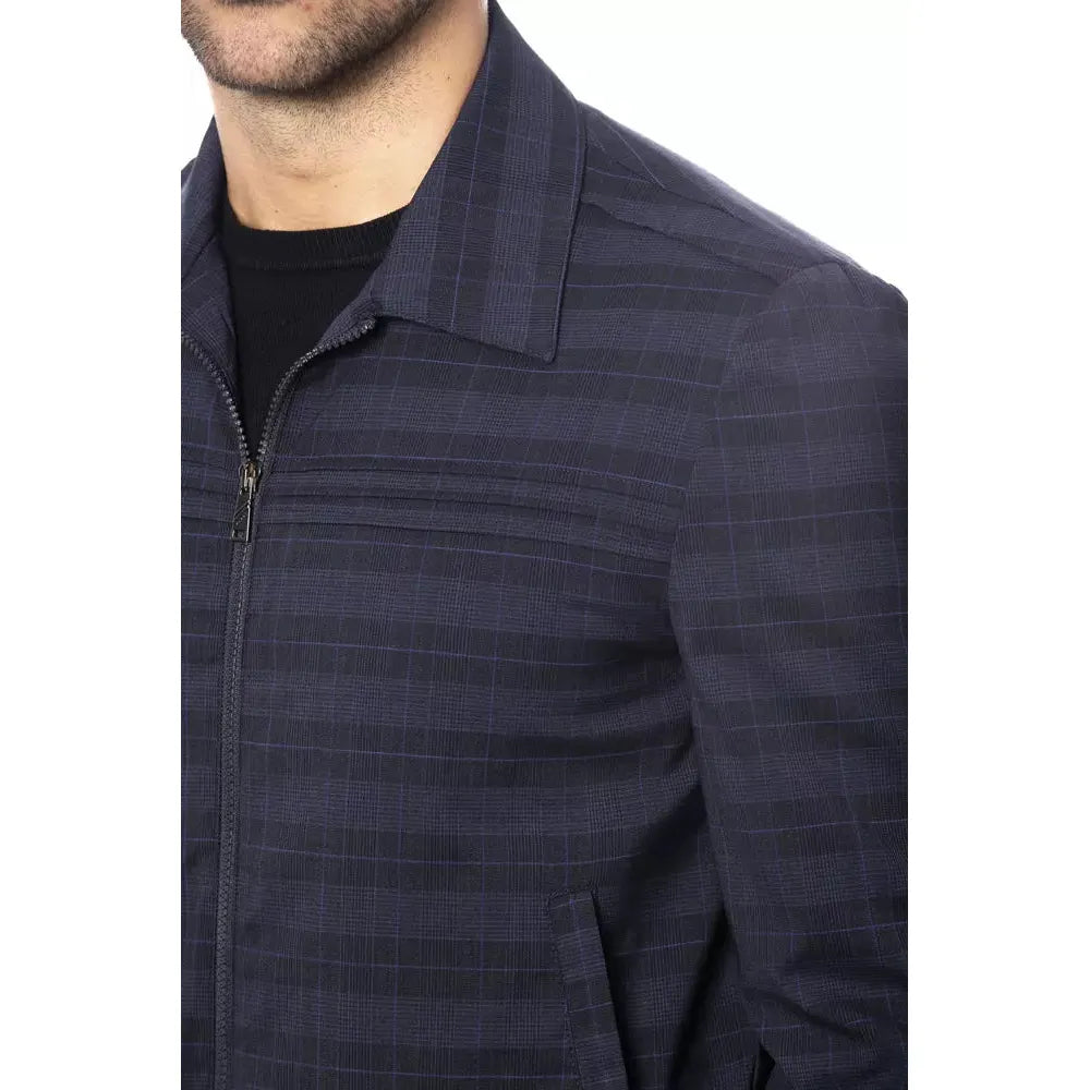 Verri Blue Wool Blend Bomber Jacket for Timeless Style