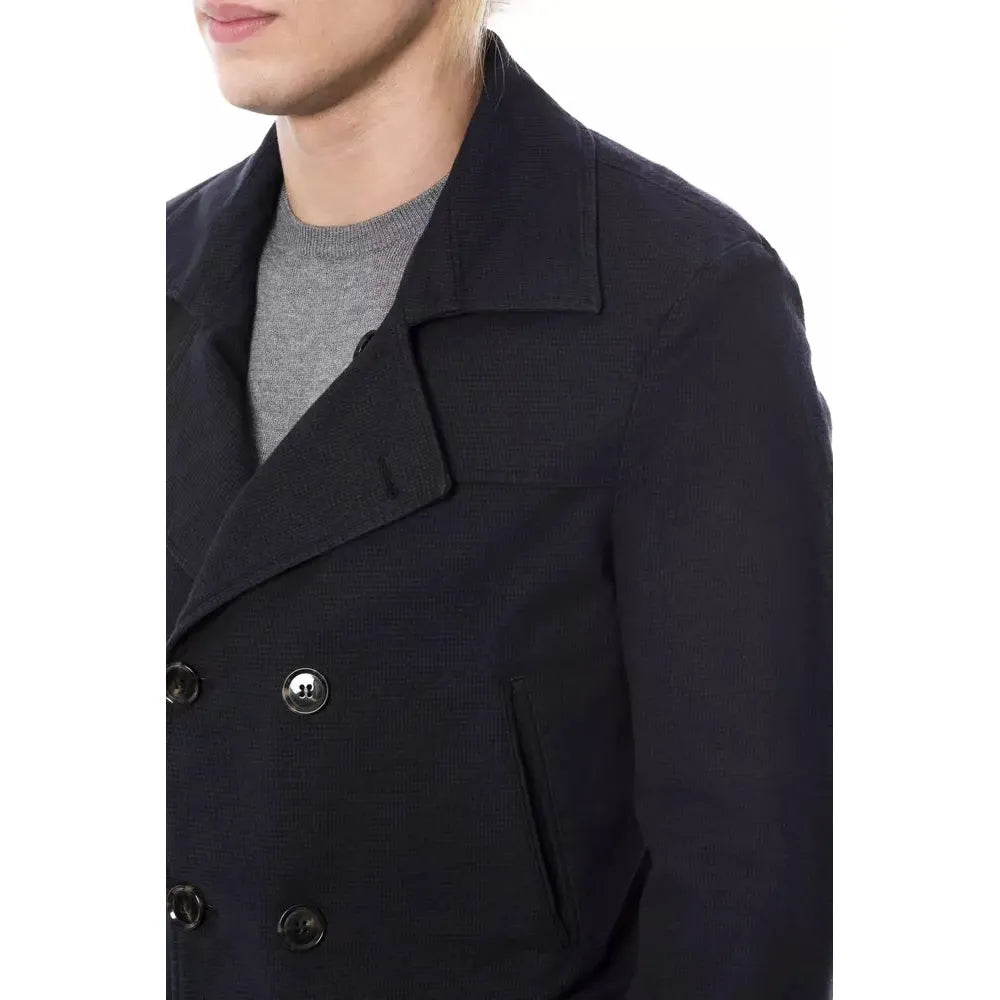 Verri Blue Cotton Blend Double Breasted Blazer