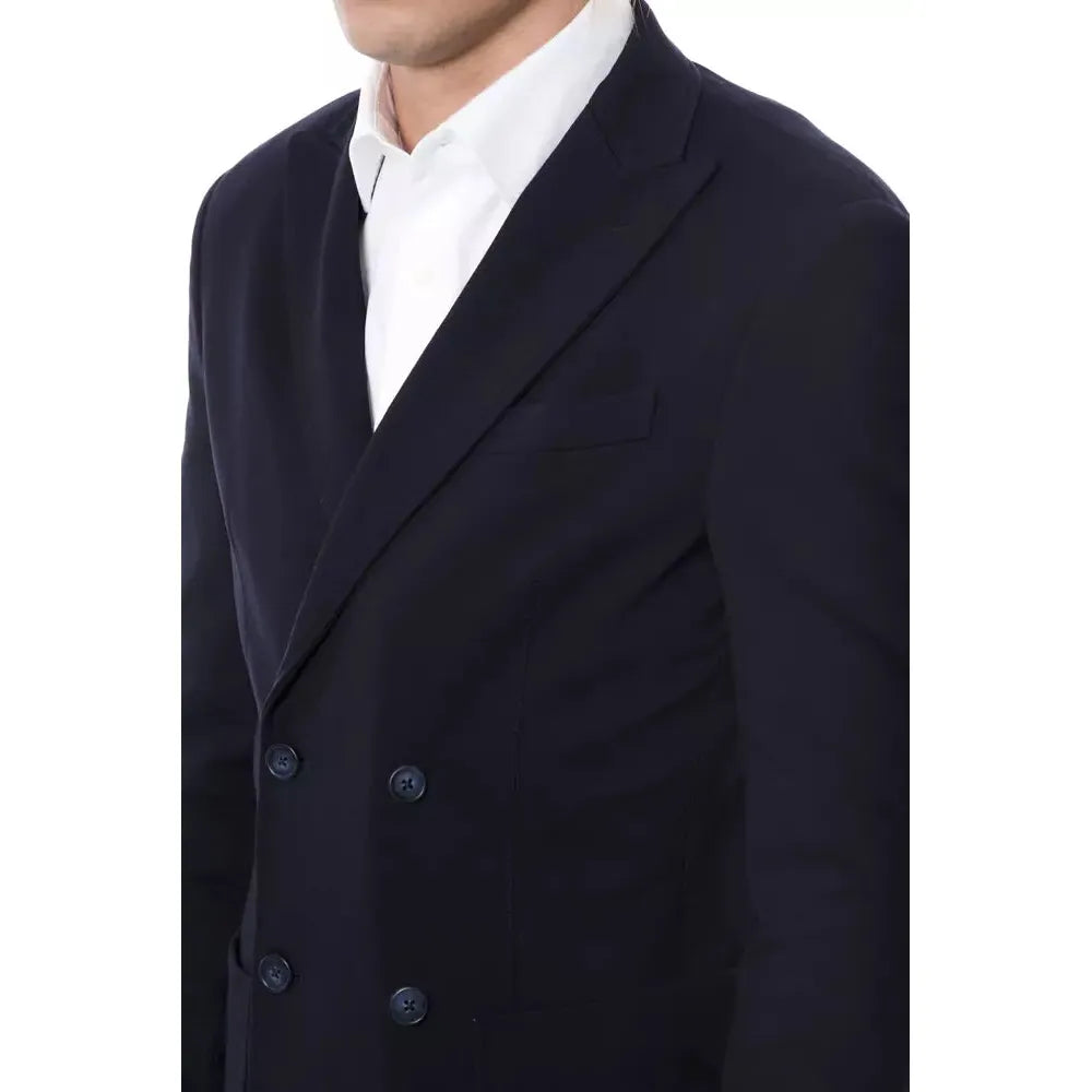 Verri Blue Viscose Blazer for Sophisticated Style