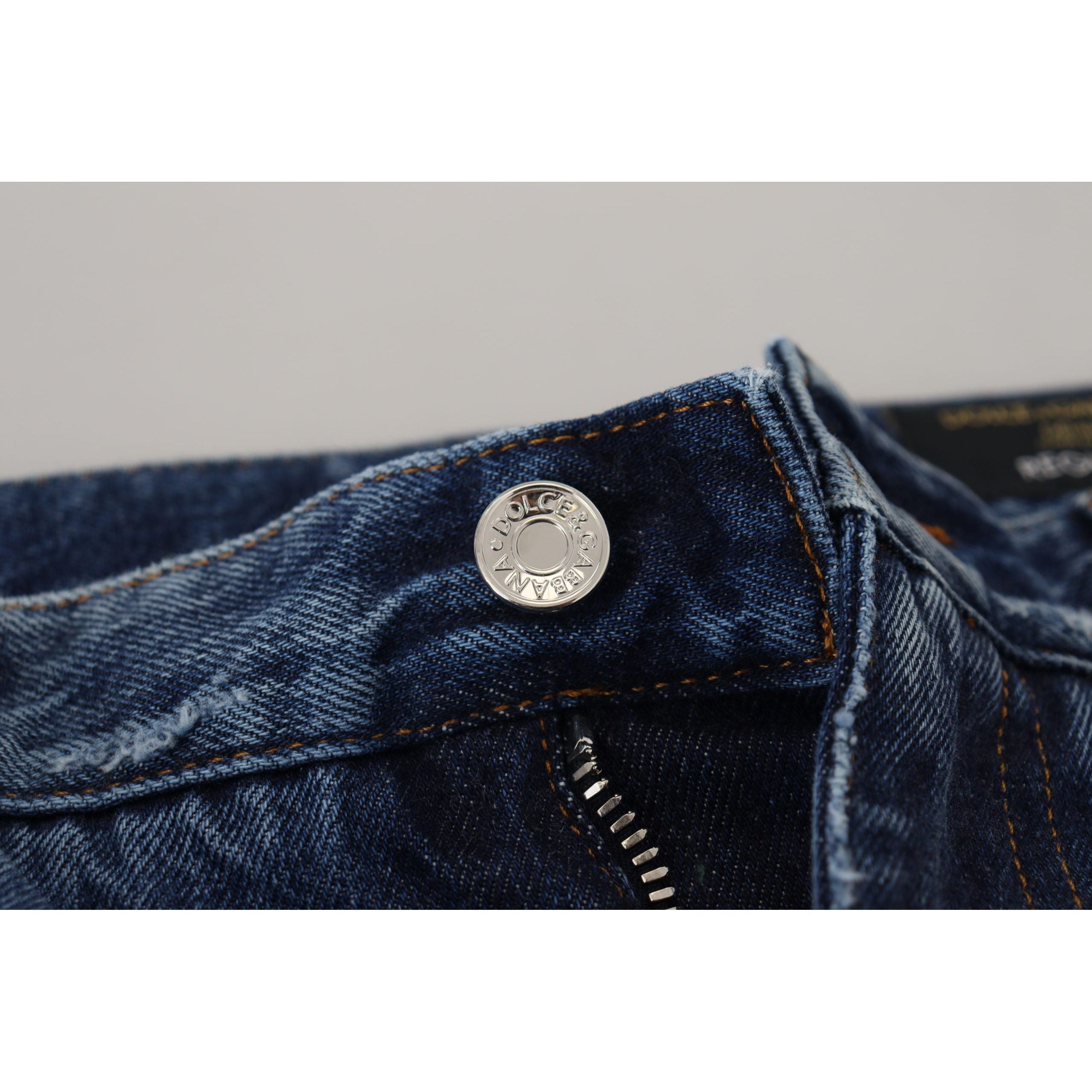 Dolce & Gabbana Blue Denim Tattered Pants for Modern Wardrobe