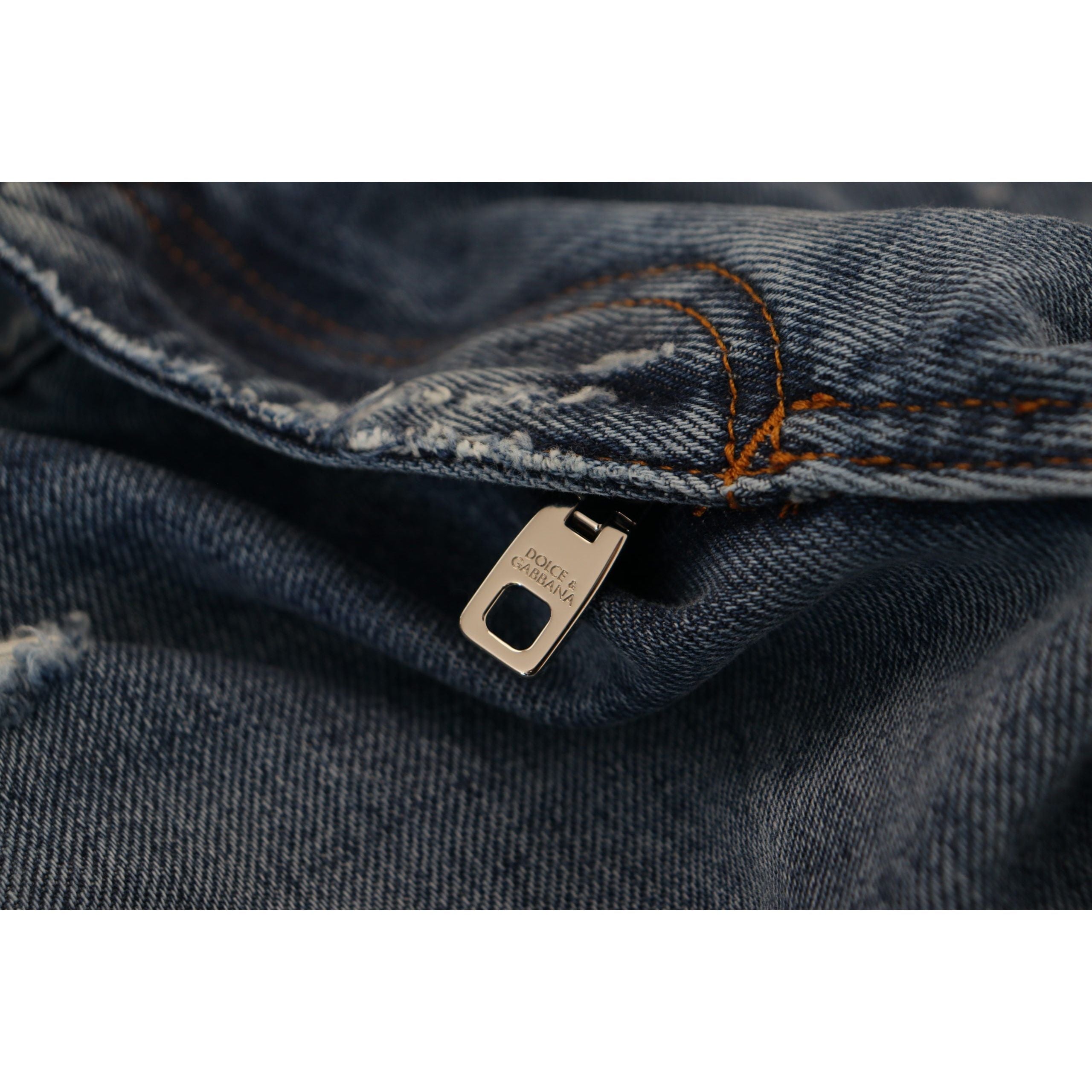 Dolce & Gabbana Blue Denim Tattered Pants for Modern Wardrobe