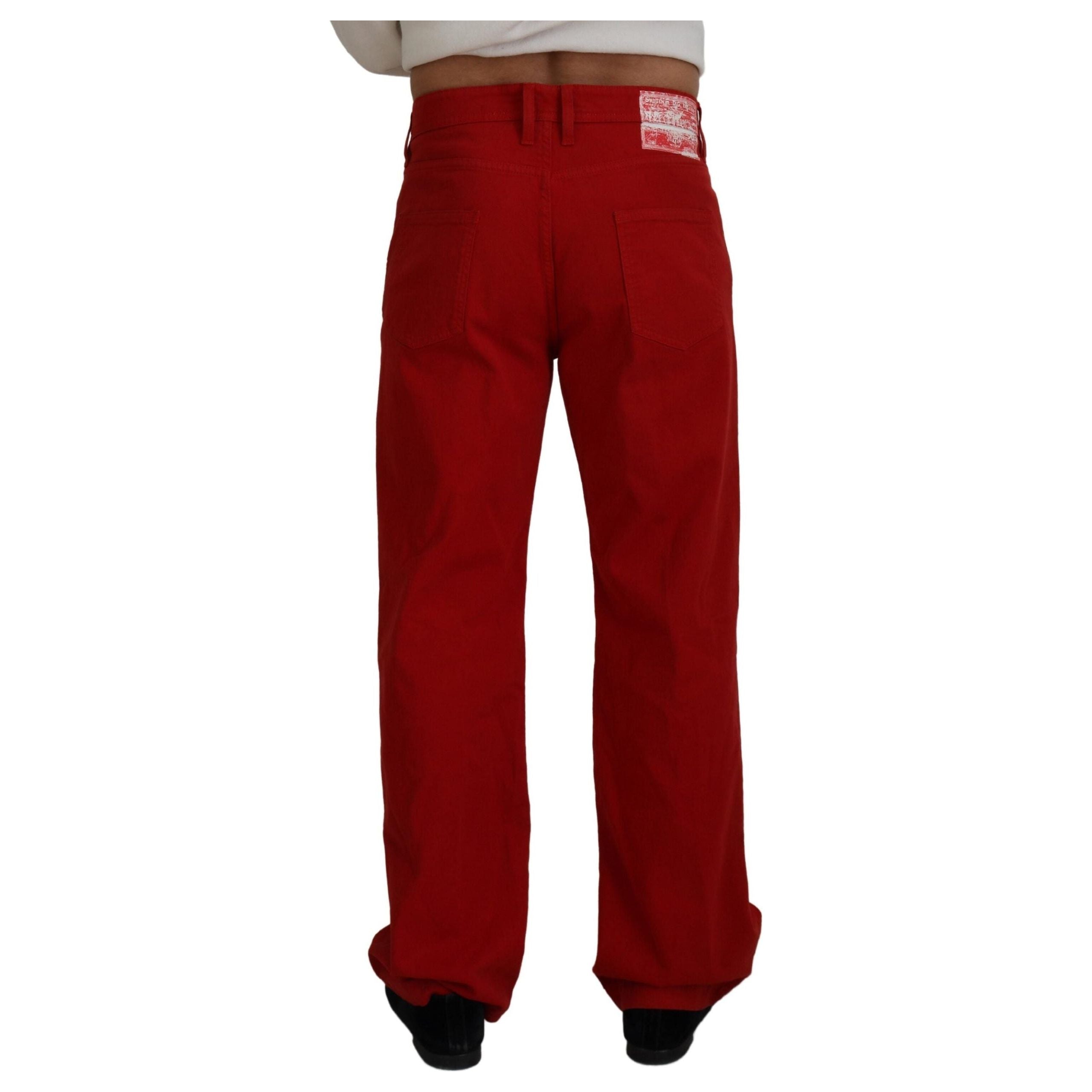 Dolce & Gabbana Red Cotton Denim Pants